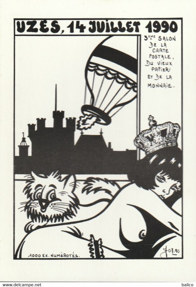 3 ème Salon De La Carte Postale  UZÈS 1990 - Illustré Par,  Jacques Lardie - Tirage, 85 Exemplaires - Numéro / Presse - Collector Fairs & Bourses