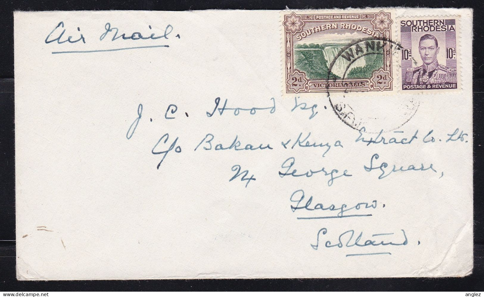 Southern Rhodesia - 1950's Airmail Cover Wankie To Glasgow Scotland - Rhodésie Du Sud (...-1964)