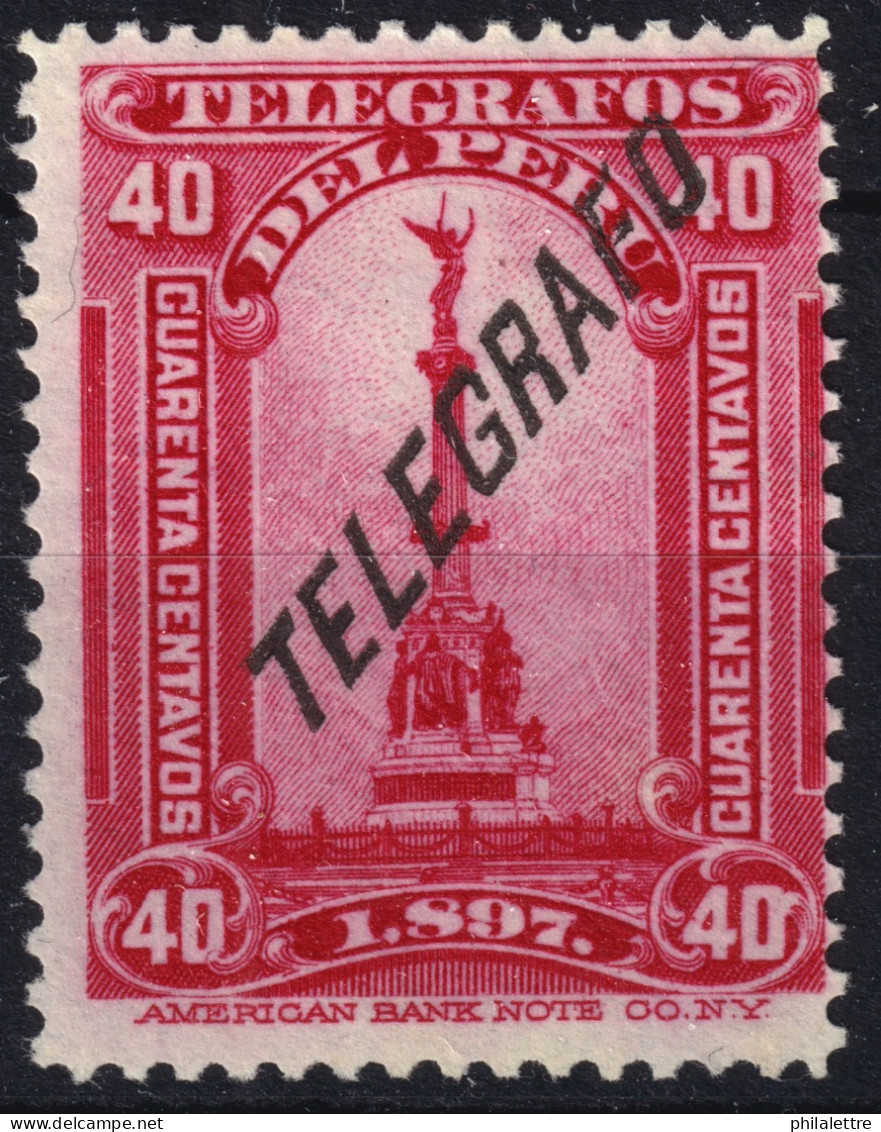 PÉROU / PERU - 1904 - Telegraph Stamps Yv.165 40c Rose (1897 Issue With O/P) - Mint No Gum - Peru