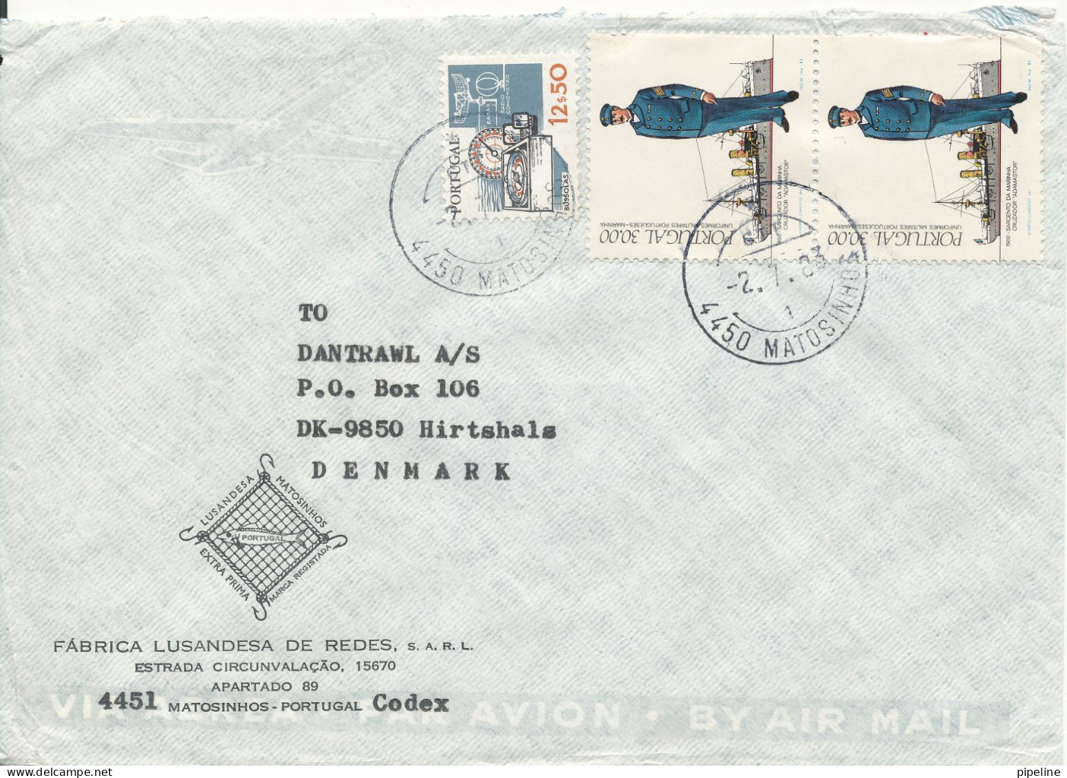 Portugal Air Mail Cover Sent To Denmark 2-7-1983 Topic Stamps - Storia Postale