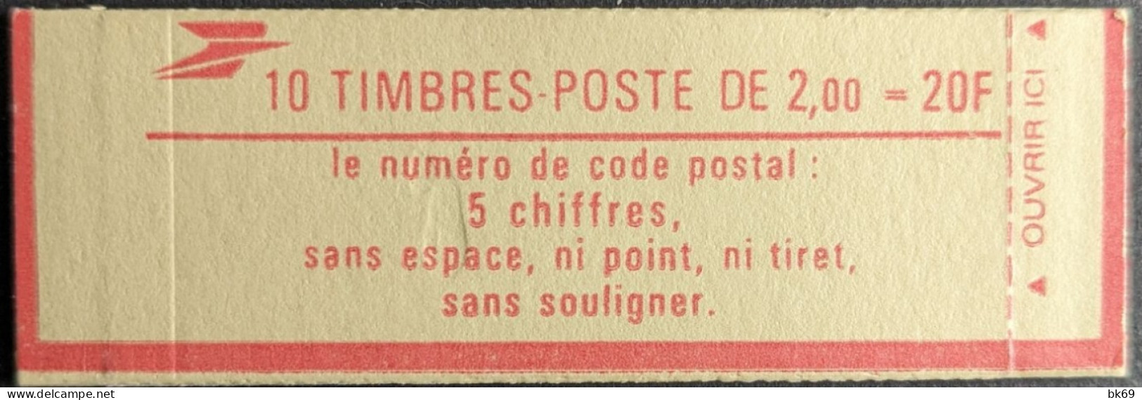 2274 C3 Conf. 9 Filet Contour D'encadrement & Numéroté Carnet Fermé Liberté 2.00F Rouge - Modern : 1959-…