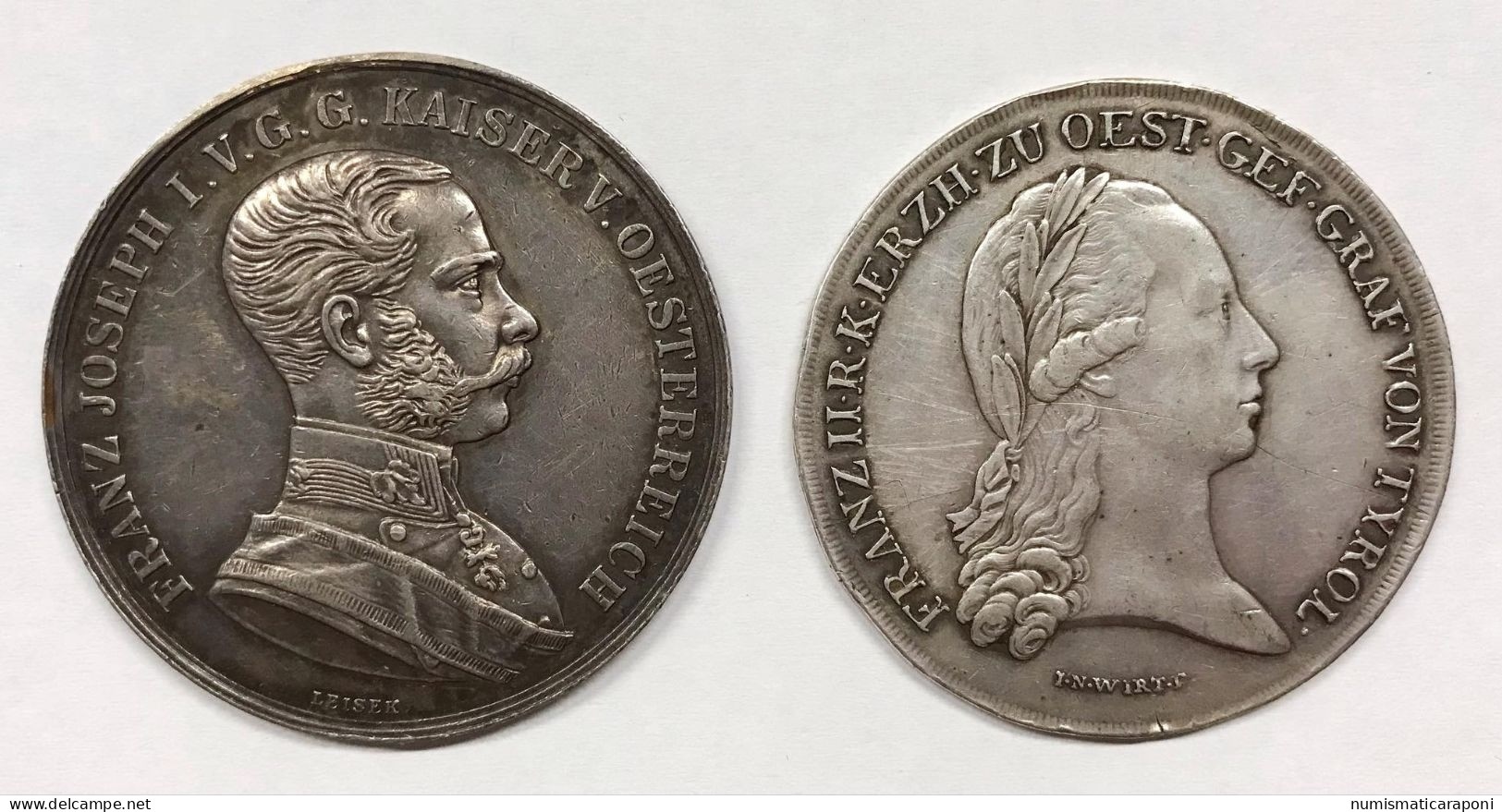 Austria 2 Medal Haus Habsburg Silbermedaille Franz Joseph I. 1848-1916 + Franz II 1792-1835 E.032 - Austria