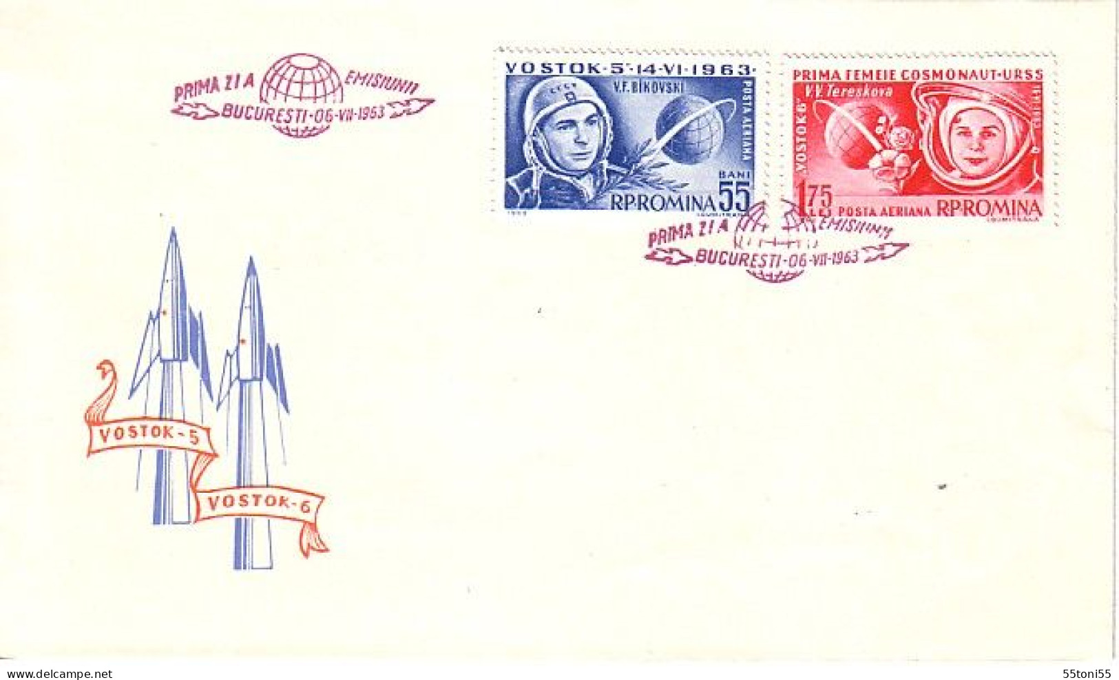 1963  SPACE - TERESKOVA / BIKOVSKI  2v.- FDC   ROMANIA - FDC