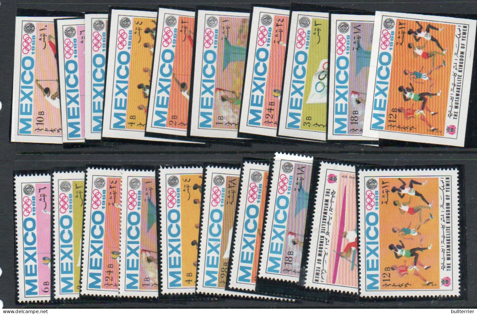 OLYMPICS - YEMEN KINGDOM -1968-MEXICO OLYMPICS SETS OF 10 PERF & IMPERF  MINT NEVER HINGED,  - Zomer 1968: Mexico-City