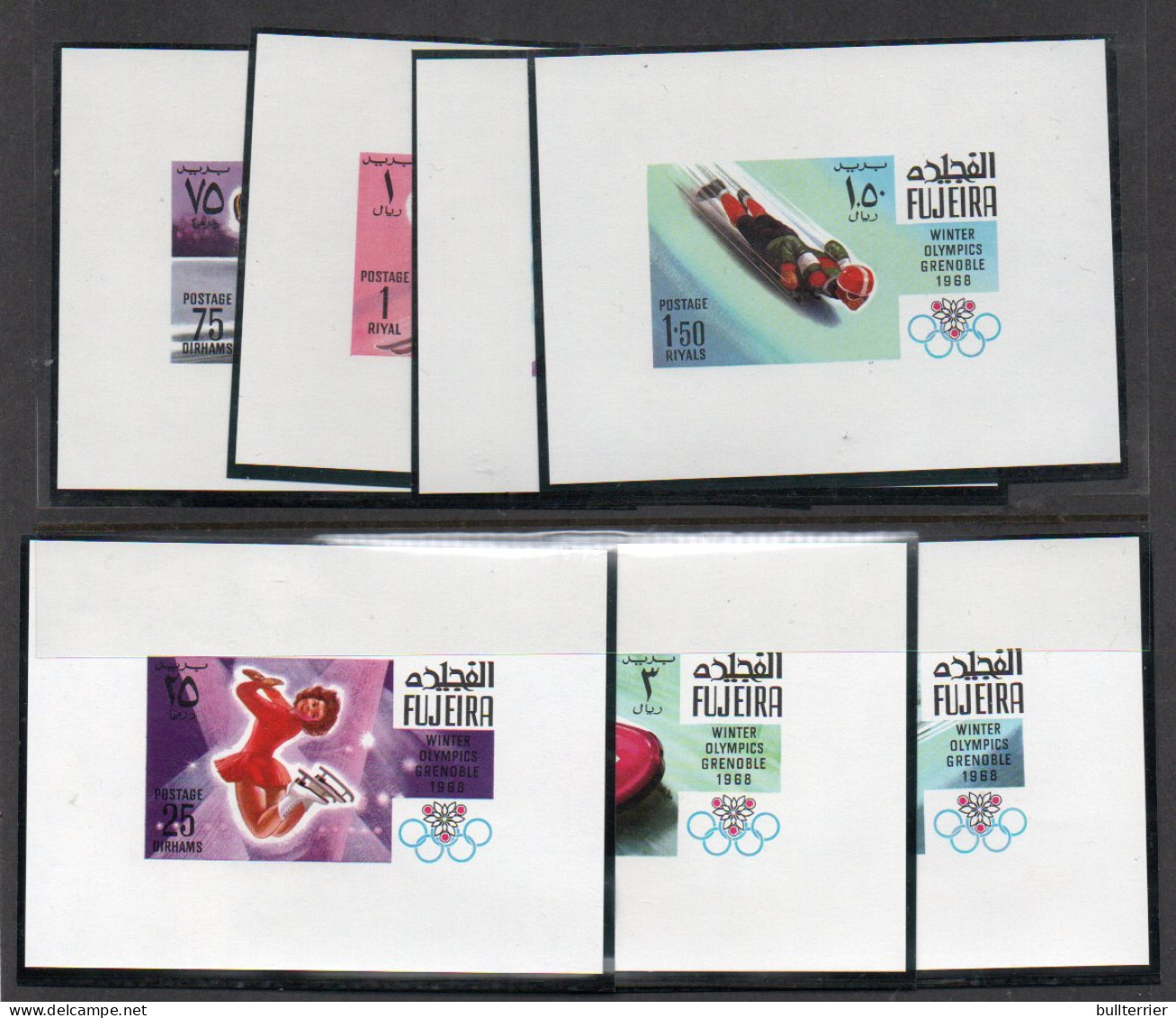 OLYMPICS - FUJEIRA- 1968 - GRENOBLE OLYMPICS SET OF 7  LIMITED ISSUE S/SHEETS  MINT NEVER HINGED,  - Invierno 1968: Grenoble