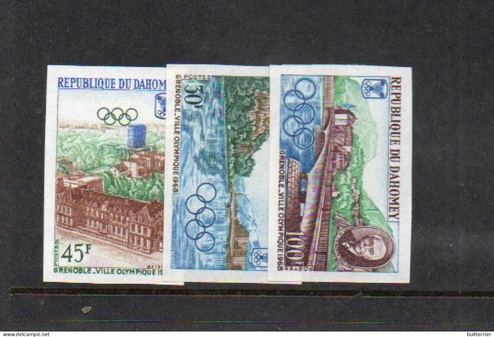 OLYMPICS -  DAHOMEY - 1968 -GRENOBLE OLYMPICS SET OF 3 IMPERFORATE  MINT NEVER HINGED,  - Inverno1968: Grenoble