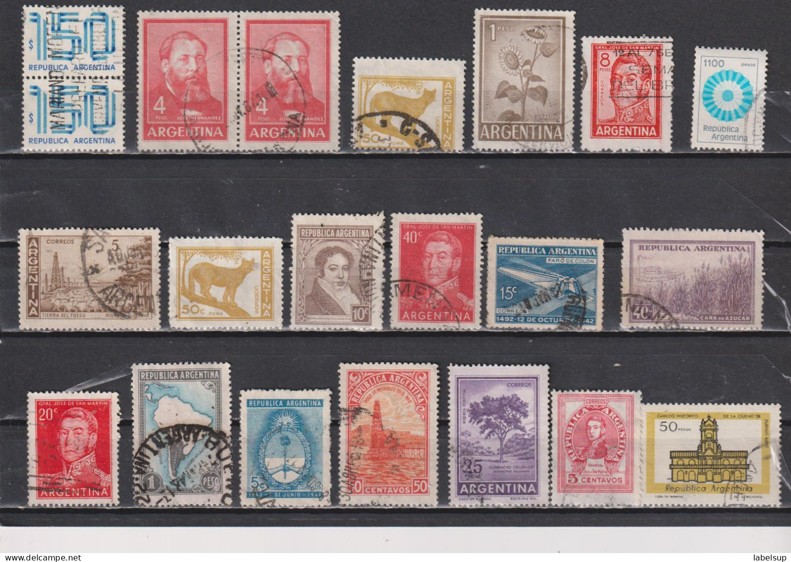 collection / lot de timbres oblitérés d'Argentine années variées 7 photos