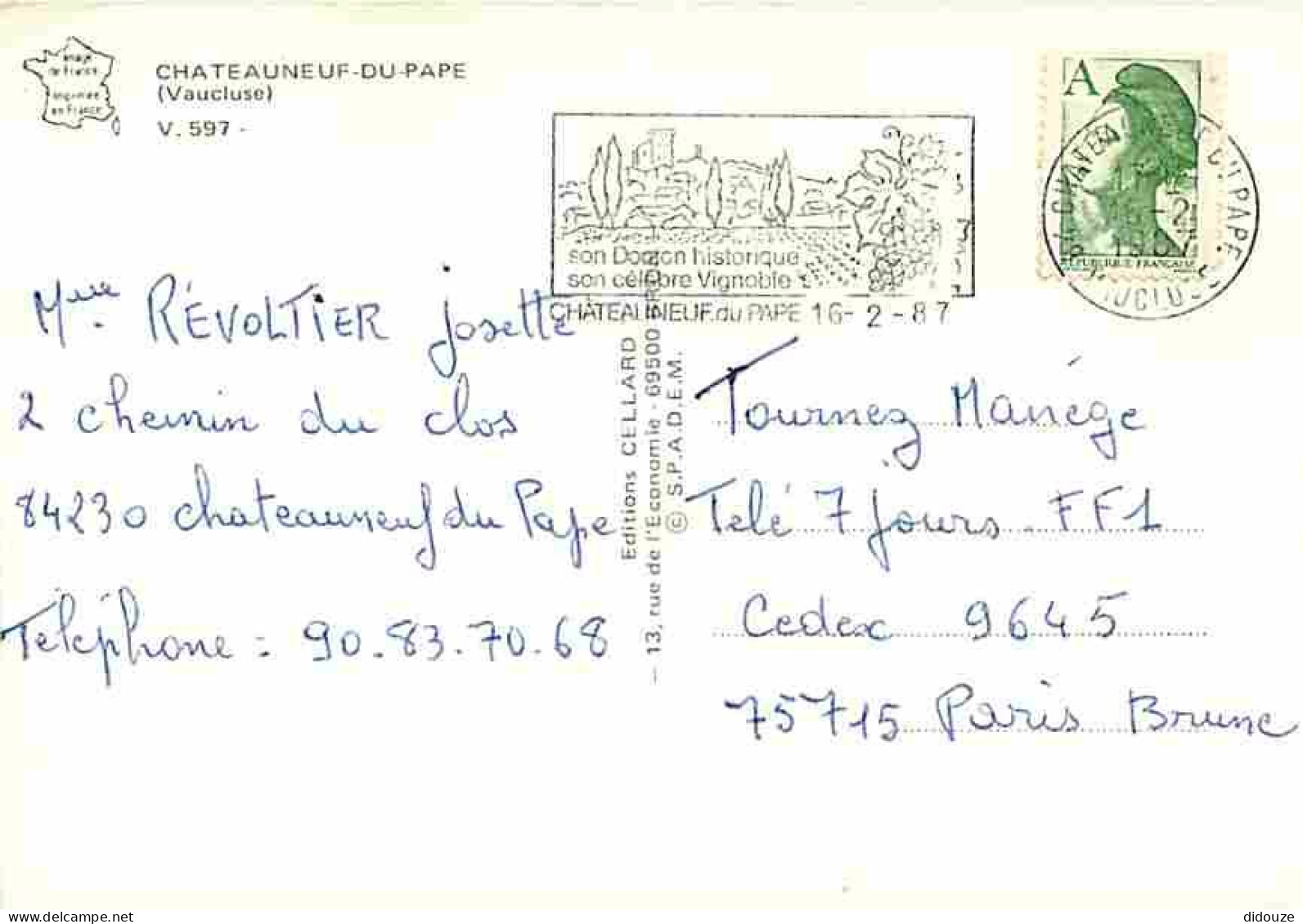 84 - Chateauneuf Du Pape - Multivues - Vignes - Automobiles - Flamme Postale - CPM - Voir Scans Recto-Verso - Chateauneuf Du Pape