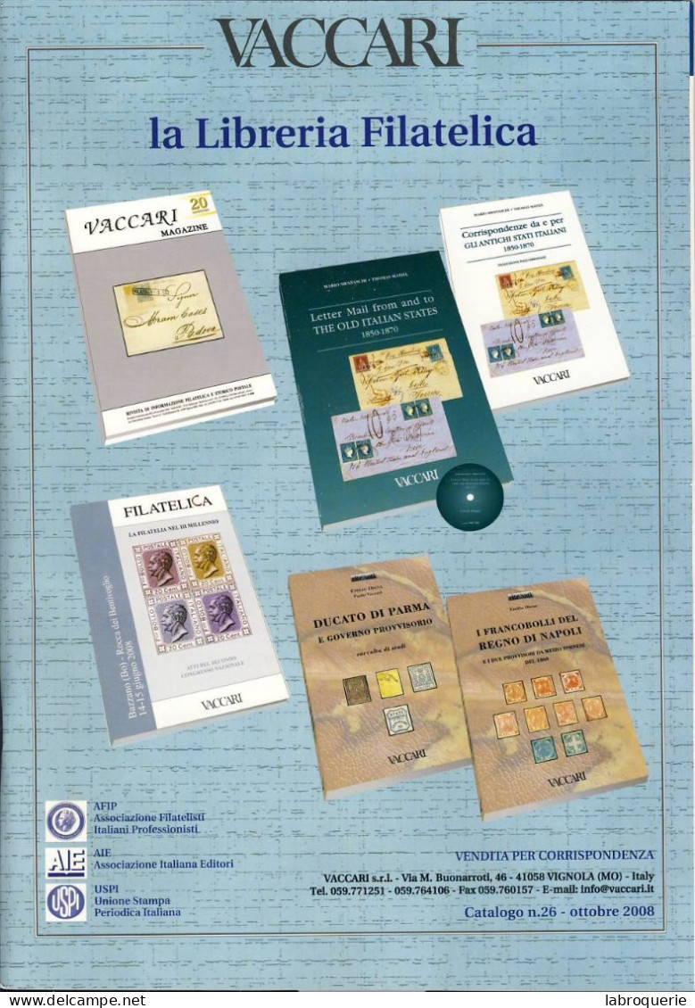 LIT - VPN - VACCARI - Vente N° 26 - LIBRAIRIE PHILATÉLIQUE & HISTORIQUE - Catálogos De Casas De Ventas