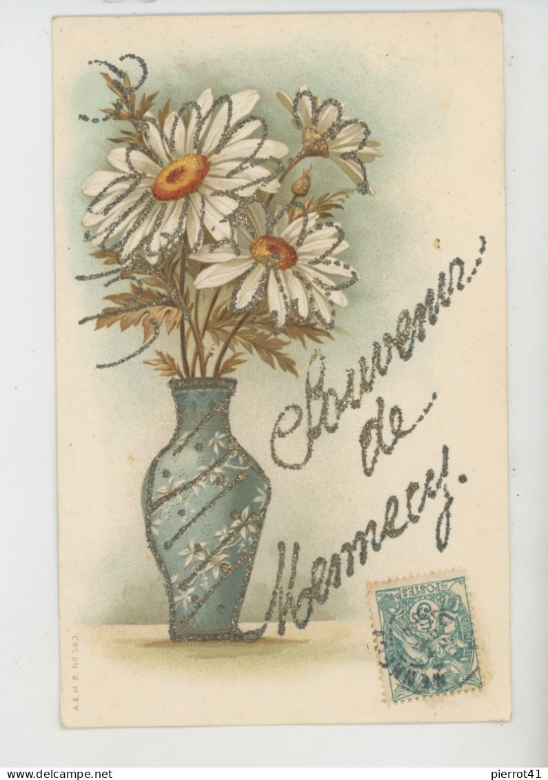 MENNECY - Jolie Carte Fantaisie Fleurs Marguerites Dans Vase "Souvenir De Mennecy " - Mennecy