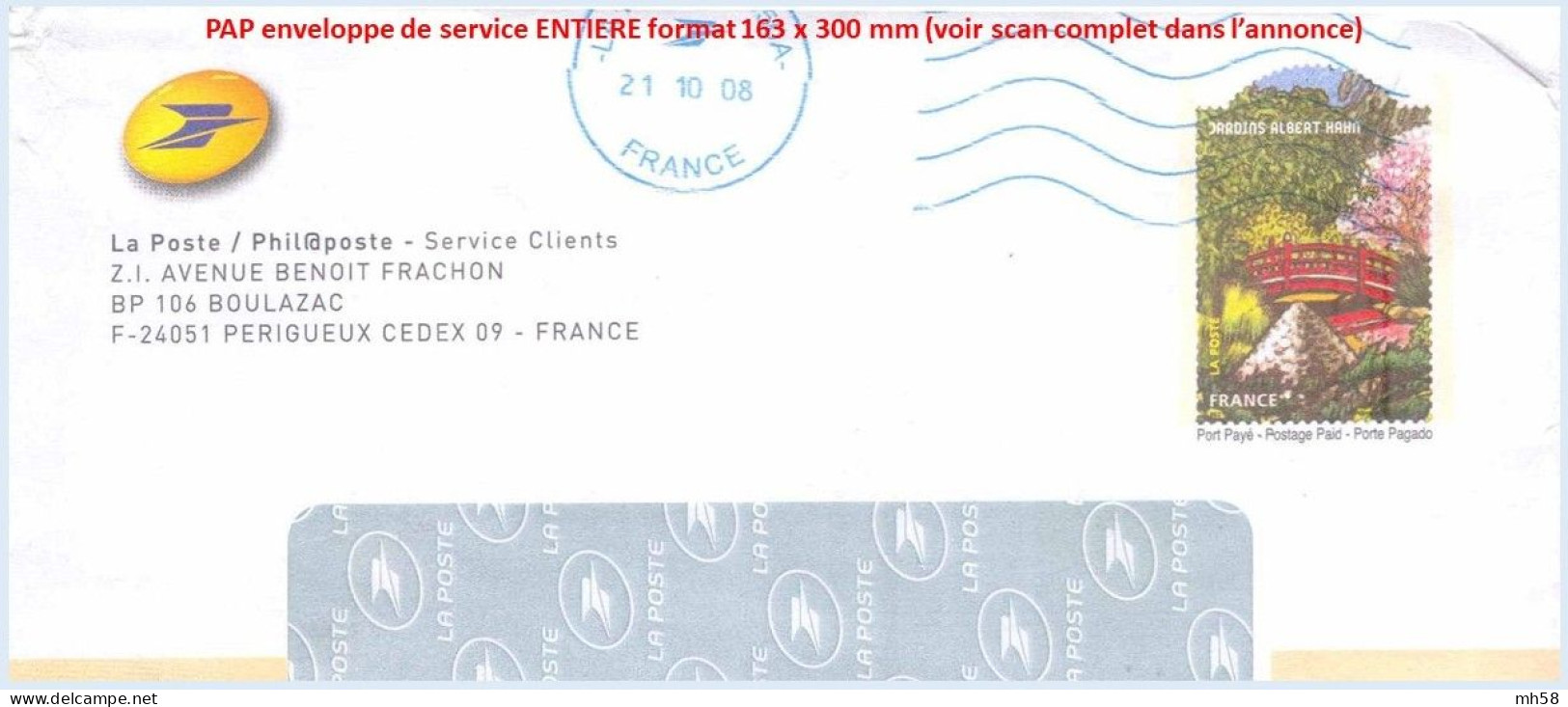 Entier FRANCE - PAP Enveloppe Service Phil@poste Obl. 2008 - Posez Bonnes Questions - TVP Jardins Albert Kahn - PAP: TSC Und Halboffizielle Aufdrucke