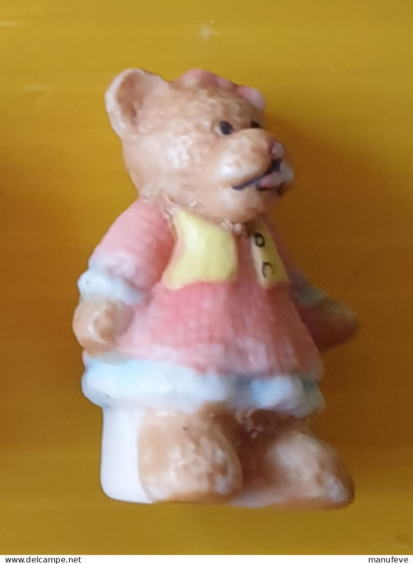 Fève - 100 Ans D' Ours En Peluche  - Ourse En Robe Rose - Animali