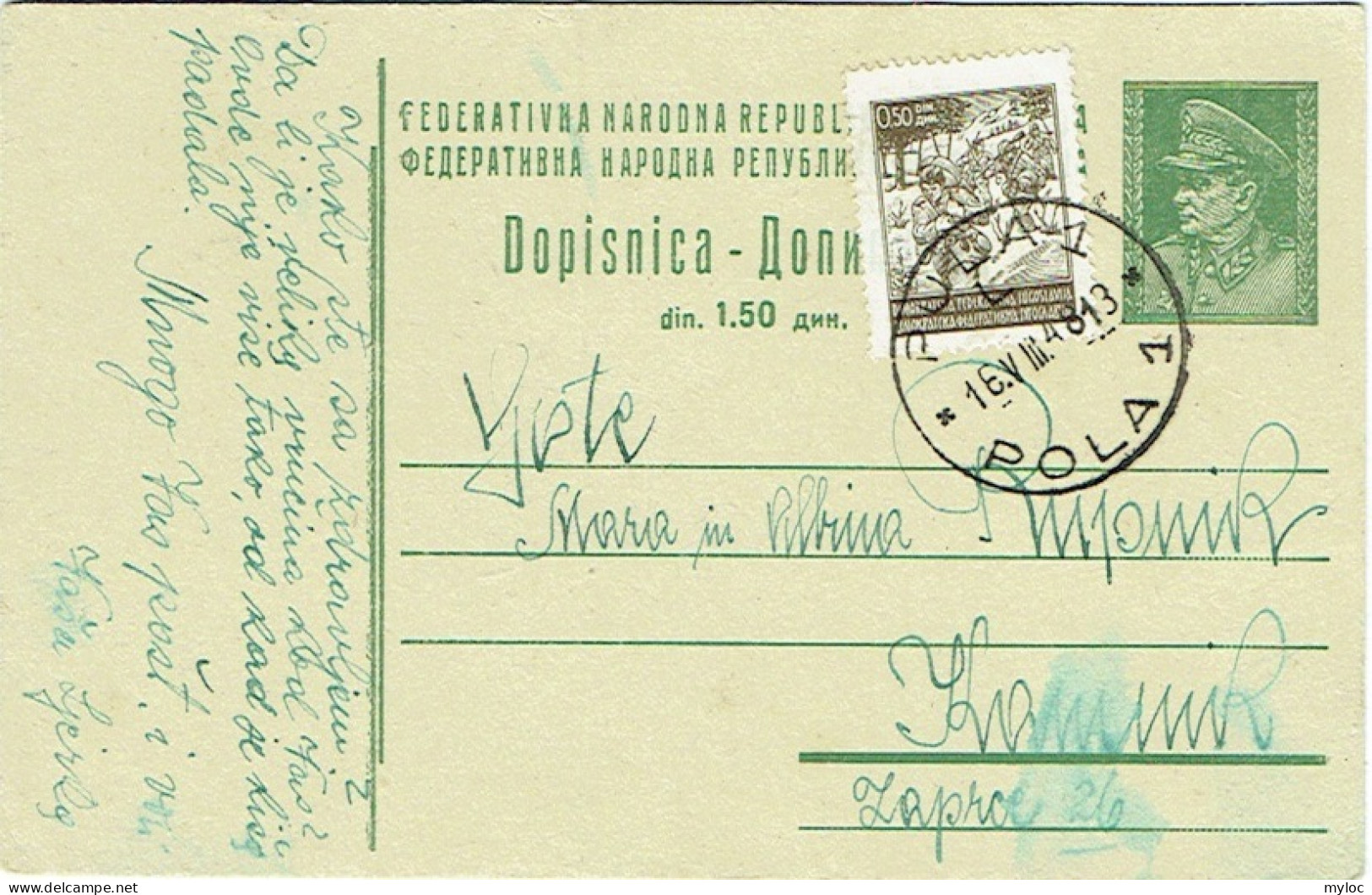 Entier Postal. Slovenija. Jugoslavija. Dopisnica. Pola To Kammik. 1948. - Slovenia