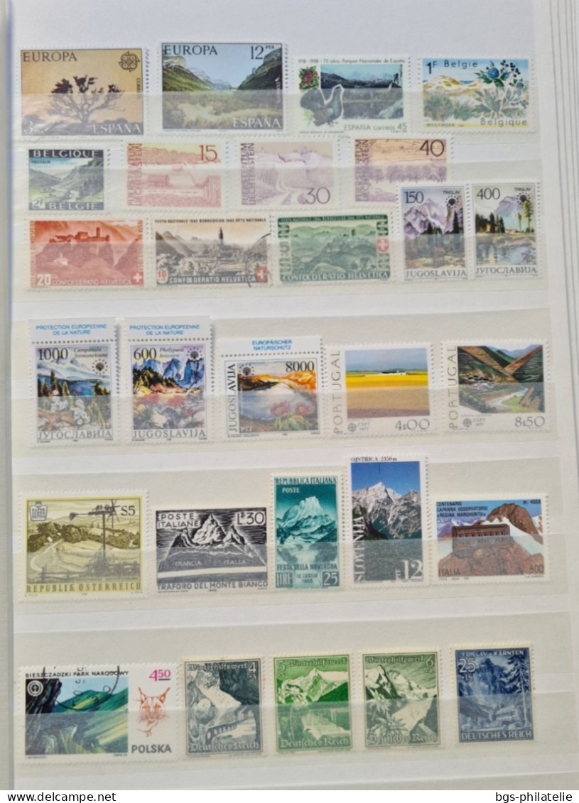 Collection de timbres sur le thème de la Montagne.