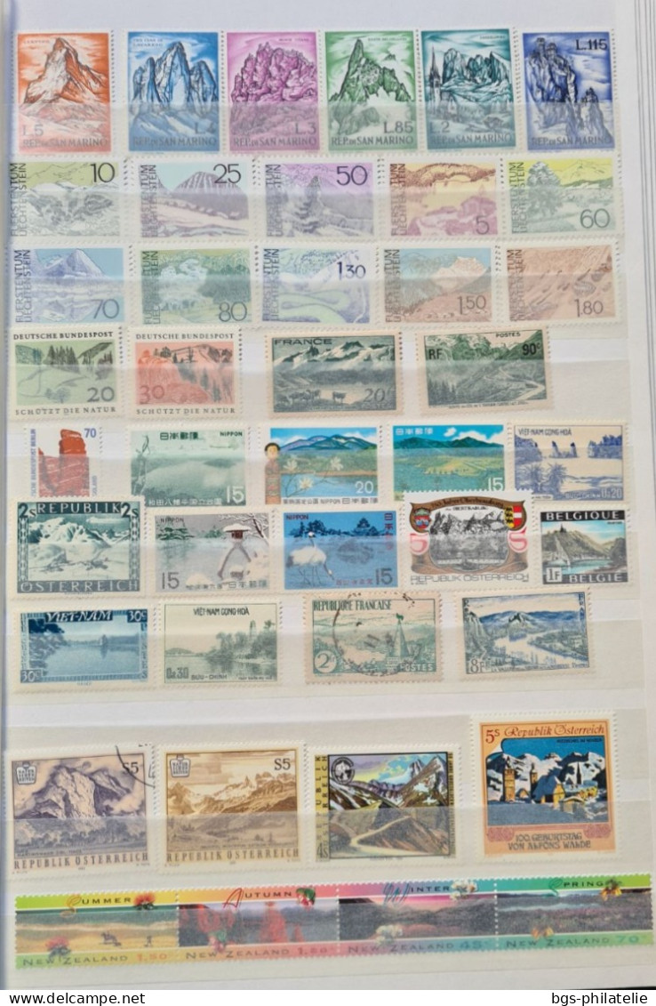 Collection de timbres sur le thème de la Montagne.