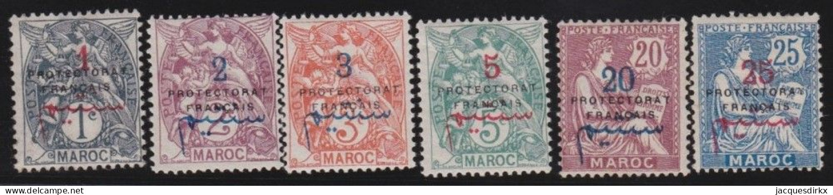 Maroc   .  Y&T   .    6 Timbres    .      *    .    Neuf Avec Gomme - Ungebraucht