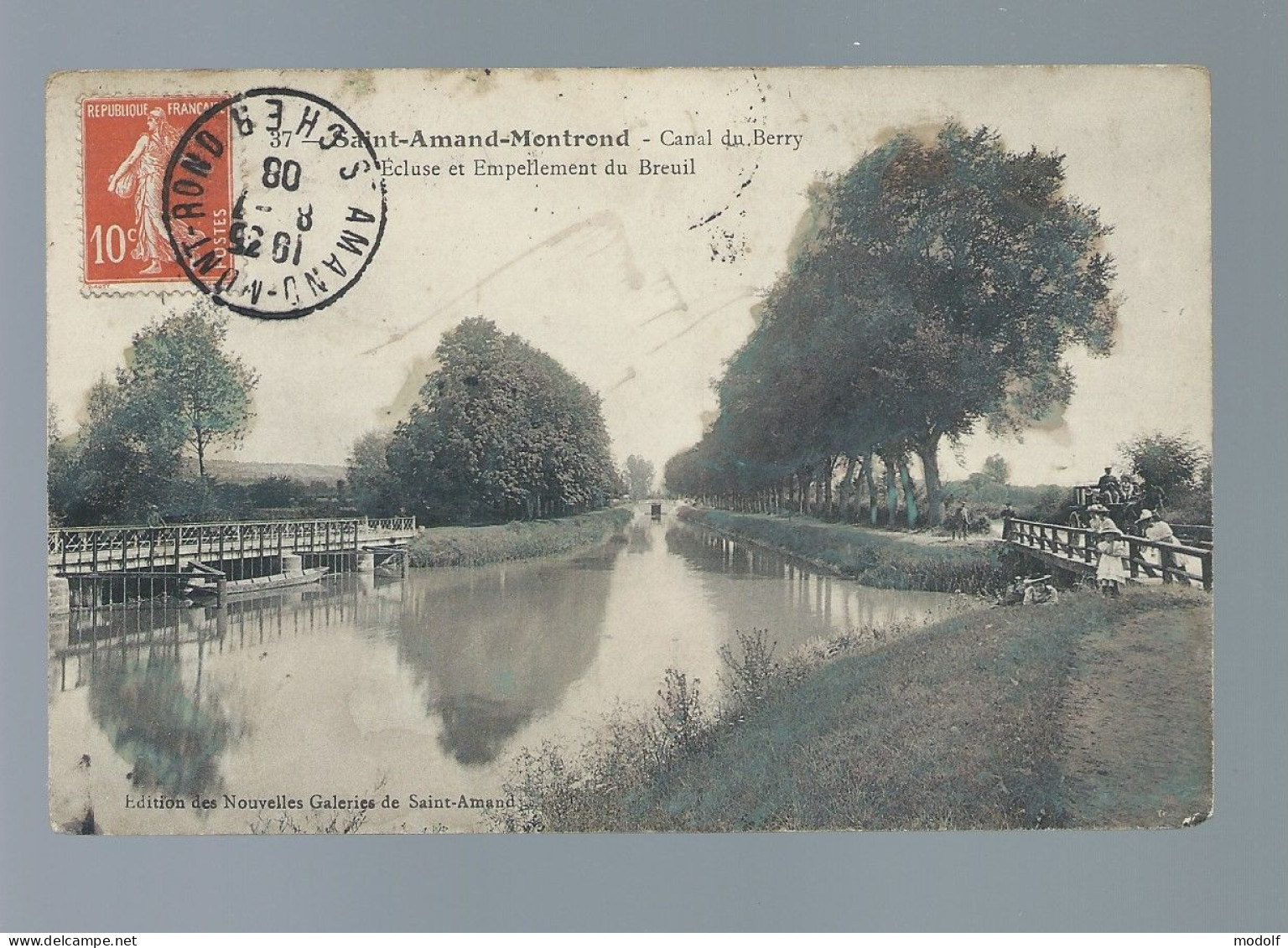 CPA - 18 - Saint-Amand-Montrond - Canal Du Berry - Ecluse Et Empellement Du Breuil - Circulée En 1908 - Saint-Amand-Montrond