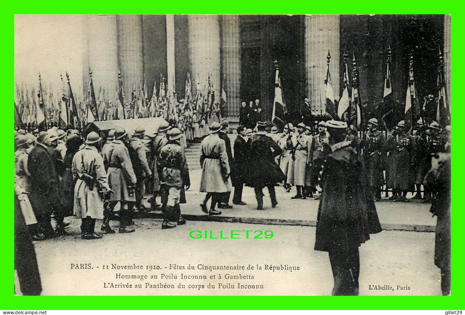 MILITARIA - PARIS 1920 - FÊTES DU 50e DE LA RÉPUBLIQUE - HOMMAGE AU POILU INCONNU ET A GAMBETTA - L'ABEILLE - ÉCRITE - - Manovre