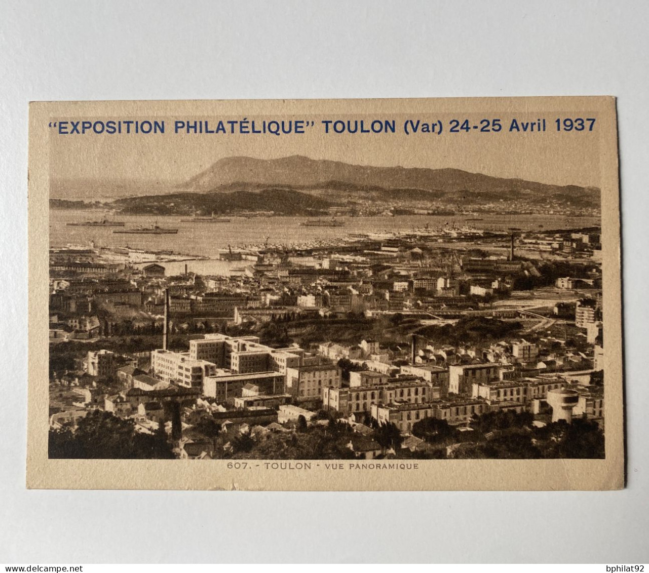 !!! FRANCE, CARTE COMMÉMO EXPOSITION PHILATÉLIQUE TOULON 1937 - Briefmarkenmessen