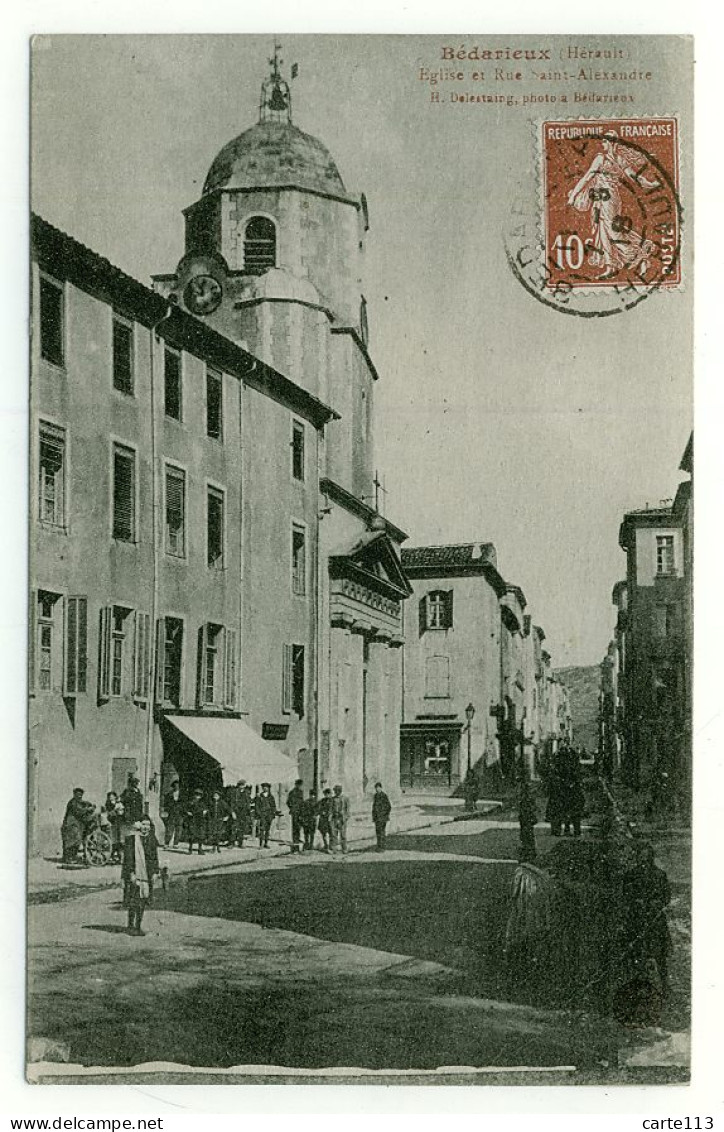 34 - B5036CPA - BEDARIEUX - Eglise Et Rue Saint Alexandre - Bon état - HERAULT - Bedarieux