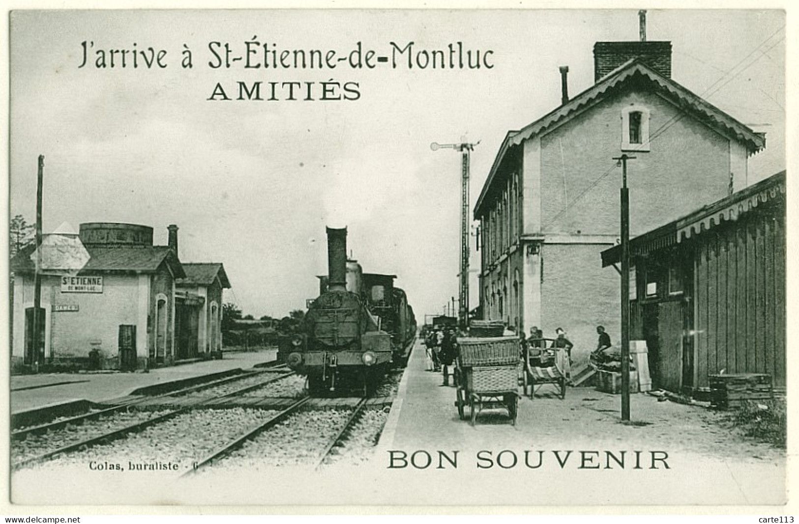 44 - T17493CPA - SAINT ST ETIENNE DE MONTLUC - Gare - Amities - Train Et Quai - Très Bon état - LOIRE-ATLANTIQUE - Saint Etienne De Montluc