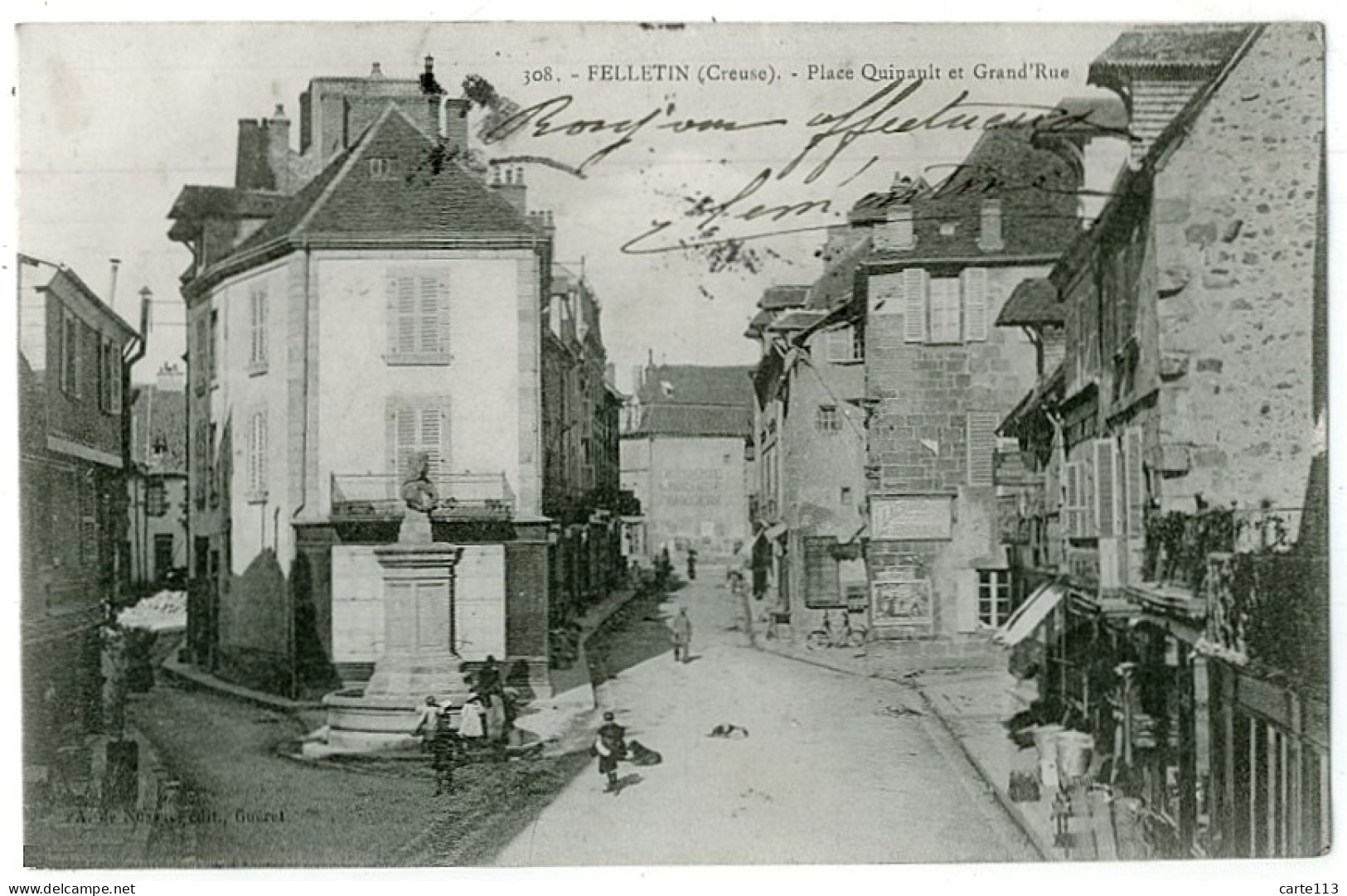 23 - B6971CPA - FELLETIN - Place Quinault Et Grand'Rue - Bon état - CREUSE - Felletin