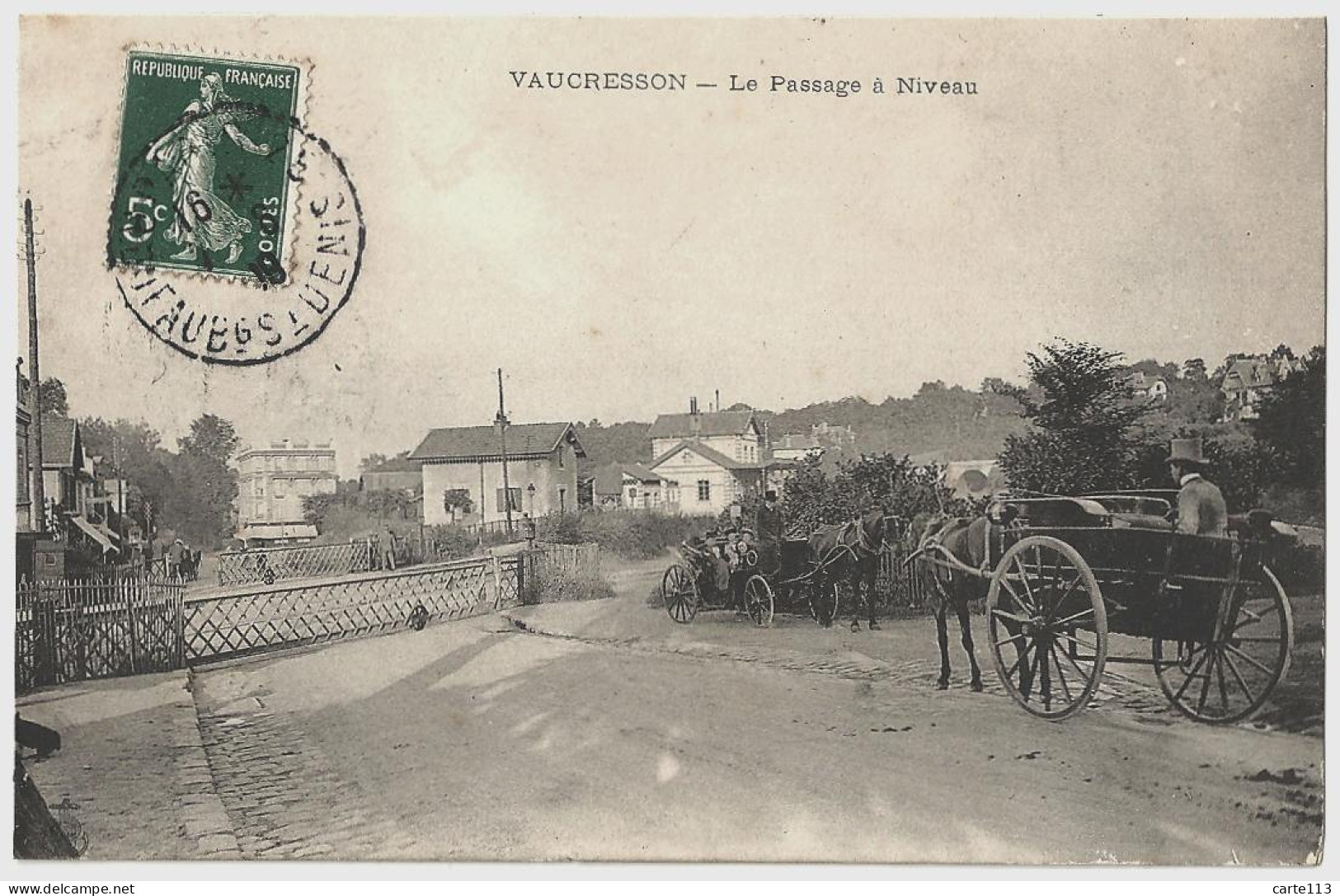 92 - T22712CPA - VAUCRESSON - Le Passage à Niveau - Attelages - Carte Pionnière - Parfait état - HAUTS-DE-SEINE - Vaucresson