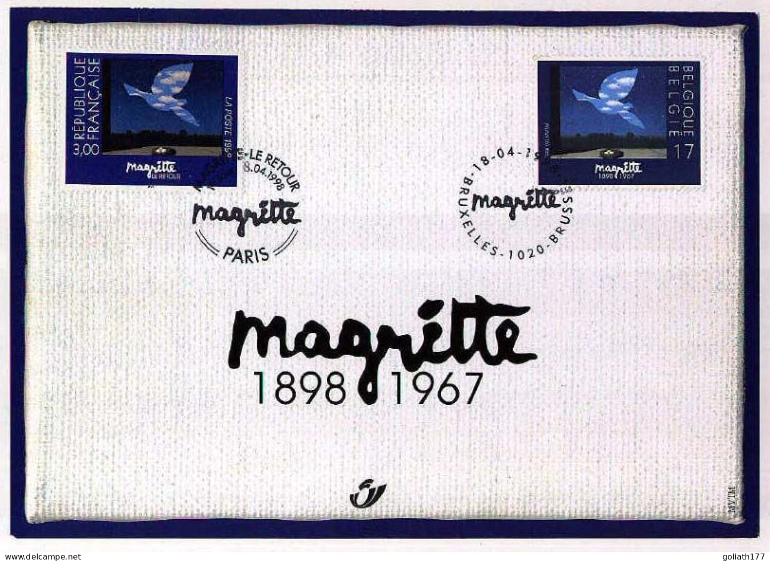 2755HK - Herdenkingskaart "Magritte" - Cartoline Commemorative - Emissioni Congiunte [HK]