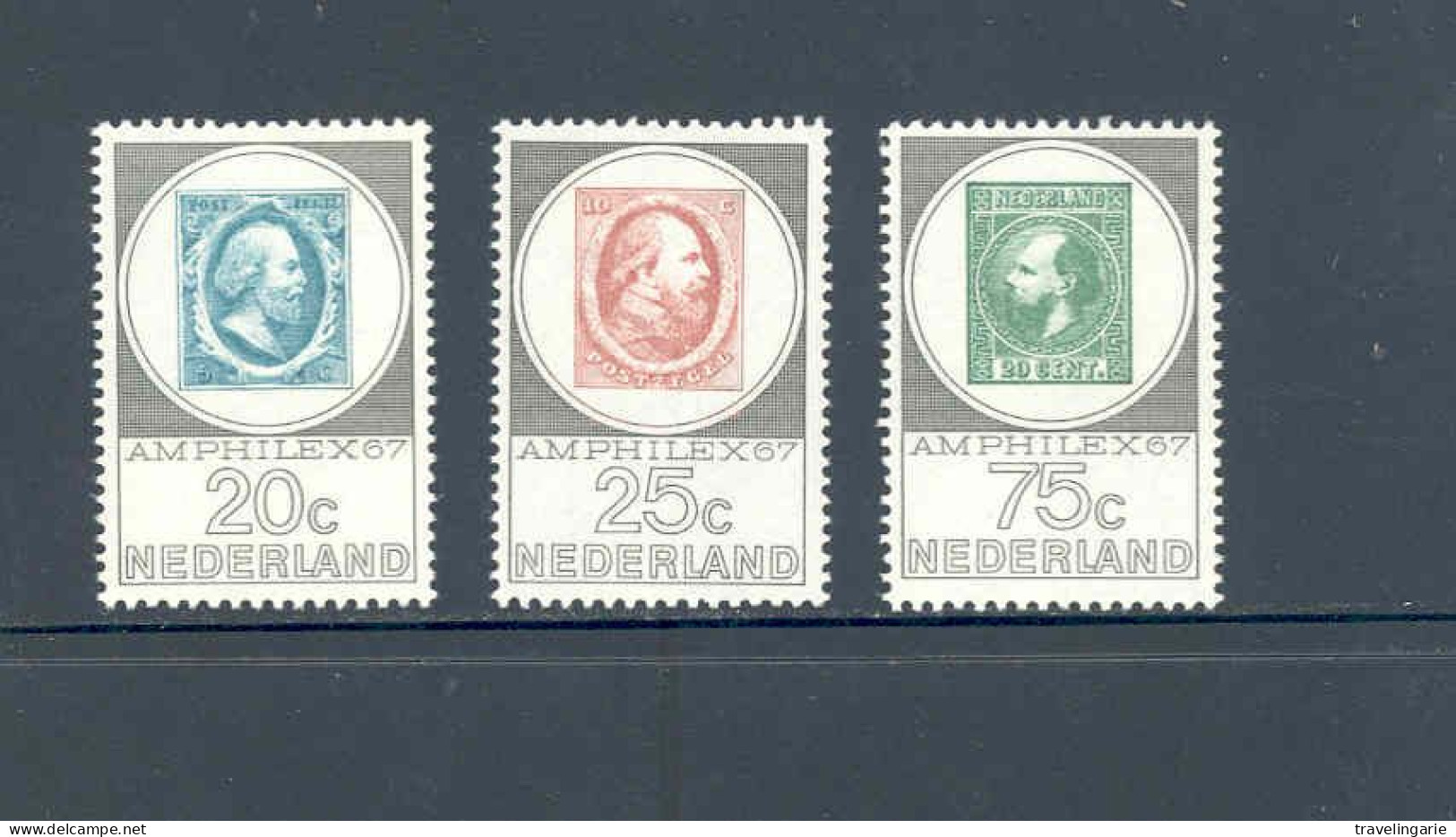 Netherlands  1967 Amphilex Philatelic Expo MNH ** NVPH 886/88 Yvert 853/56 - Briefmarken Auf Briefmarken