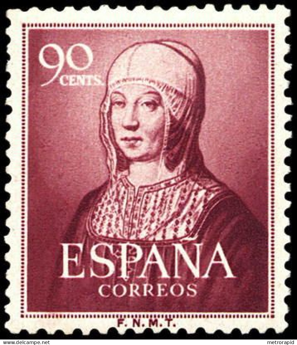 ESPAÑA SEGUNDO CENTENARIO SUELTO 1094 **  90C LILA ROJIZO ISABEL LA CATOLIDA. - Unused Stamps