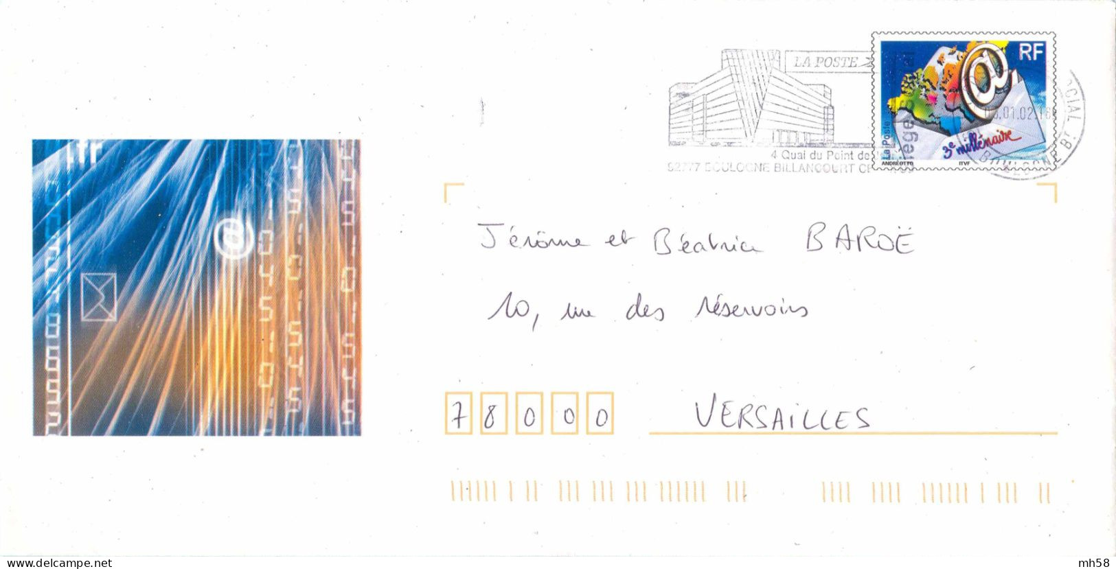 Entier FRANCE - PAP Enveloppe Service HORS COMMERCE Obl. En 2002 - Voeux Postiers 2001 - TVP Arobase 3° Millénaire - PAP: TSC Und Halboffizielle Aufdrucke