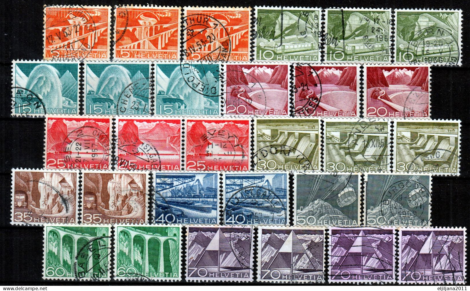 Switzerland / Helvetia / Schweiz / Suisse 1949 ⁕ Landscapes And Technical Mi.530-540 ⁕ 30v Used - Usados