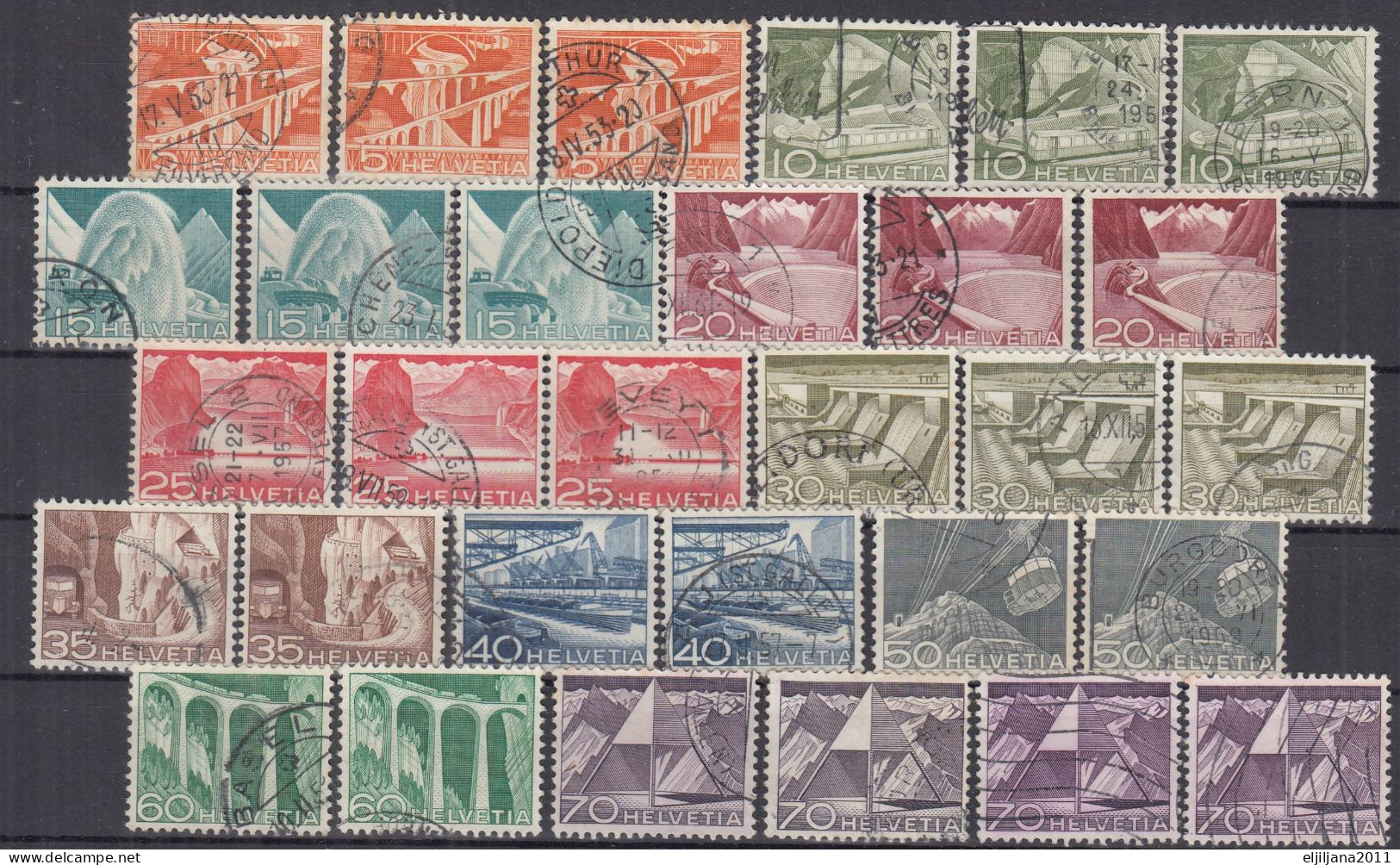 Switzerland / Helvetia / Schweiz / Suisse 1949 ⁕ Landscapes And Technical Mi.530-540 ⁕ 30v Used - Used Stamps