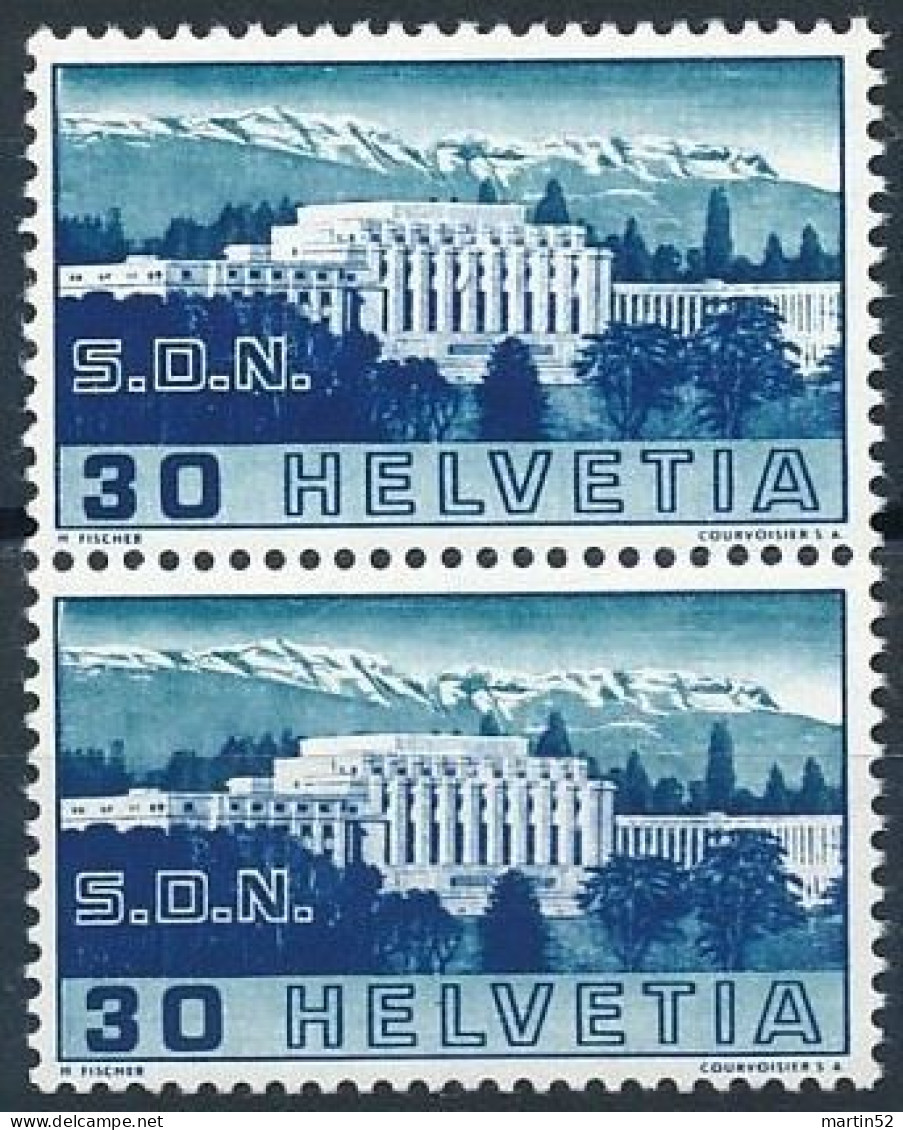 Schweiz Suisse 1938: Palais SdN GEBROCHENE SÄULE COLONNE CASSÉE Zu 212.2.02 Mi 322 ABART Yv 308 ** MNH  (Zu CHF 150.00) - Abarten