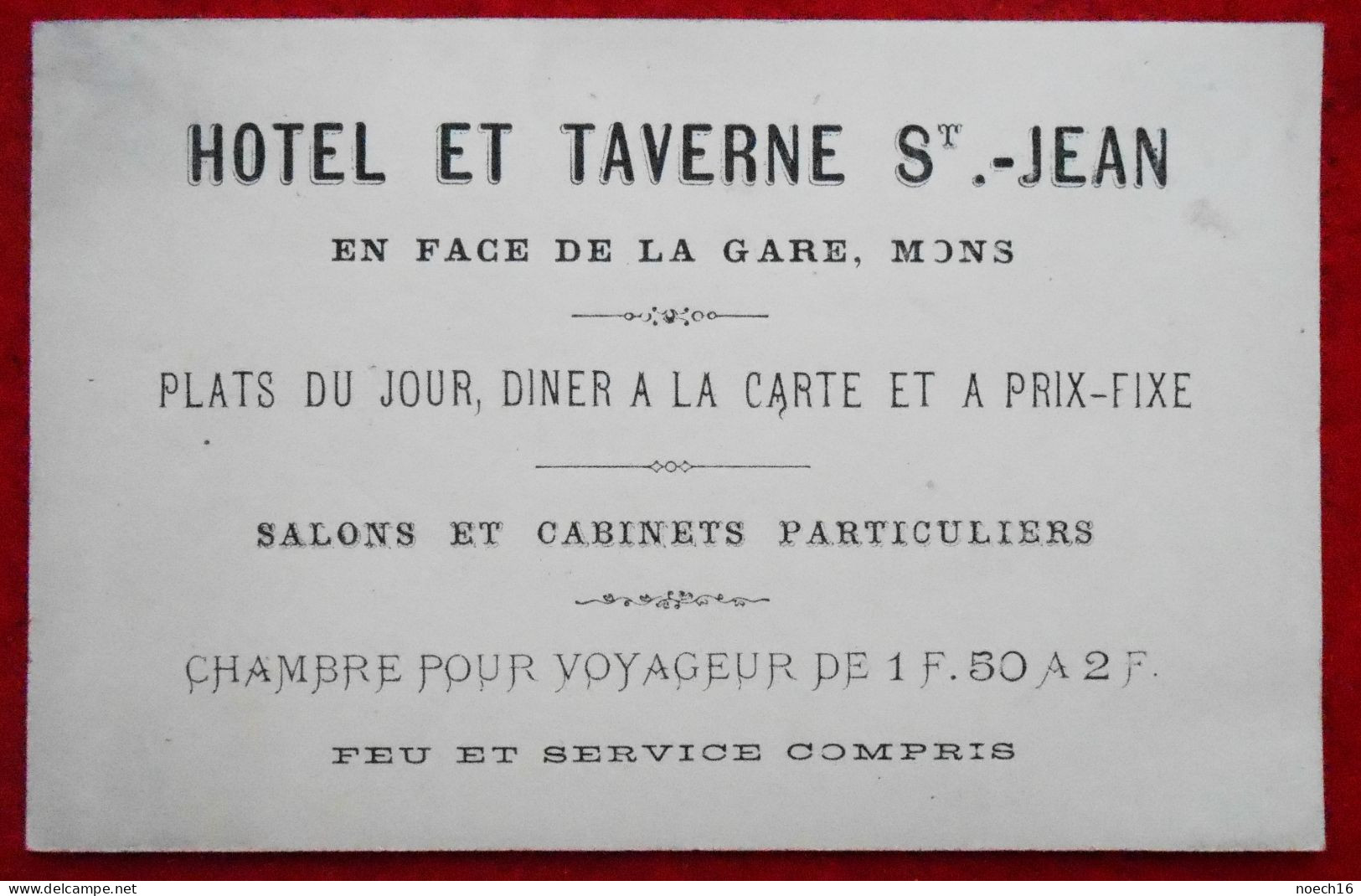 Chromo Publicité  Hôtel Et Taverne St-Jean, En Face De La Gare, Mons / Le Cidre - Autres & Non Classés