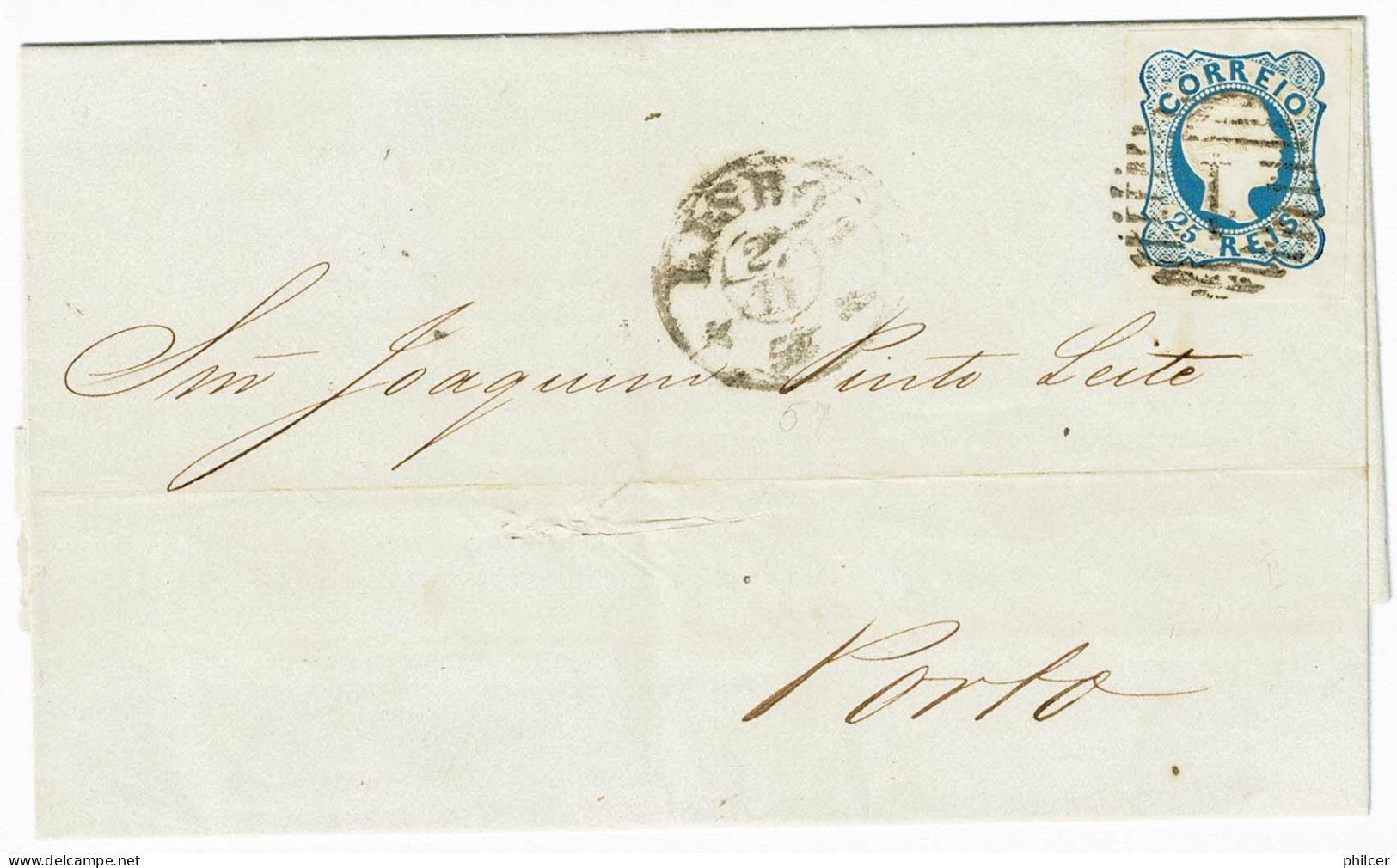 Portugal, 1857, # 12, Para O Porto - Storia Postale