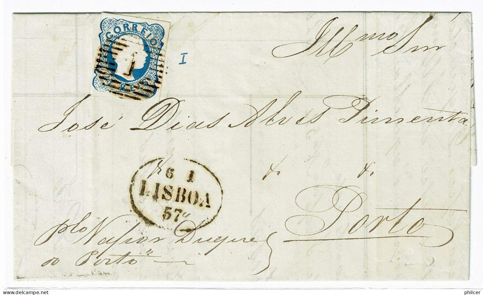 Portugal, 1857, # 12, Para O Porto - Storia Postale