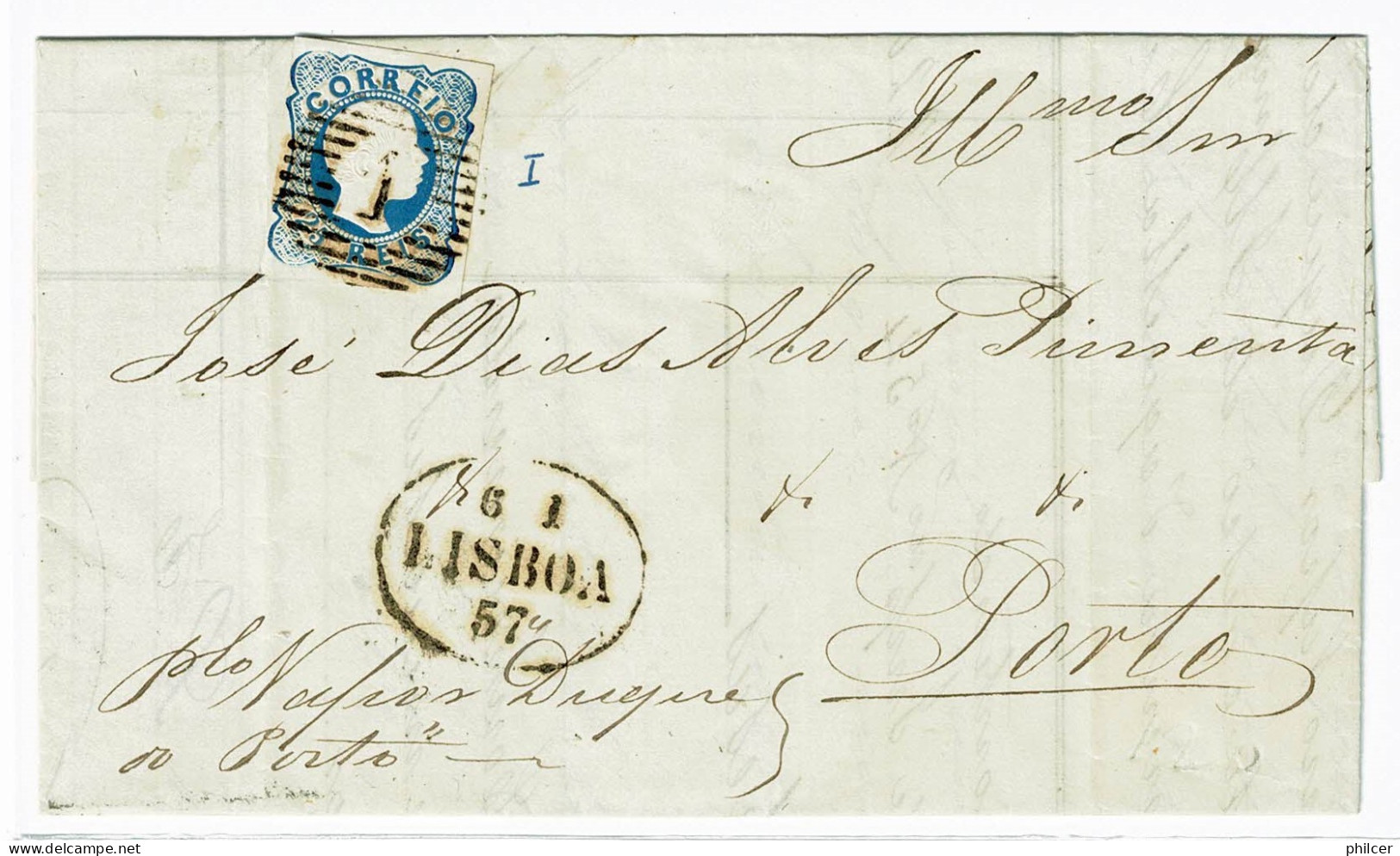 Portugal, 1857, # 12, Para O Porto - Lettres & Documents