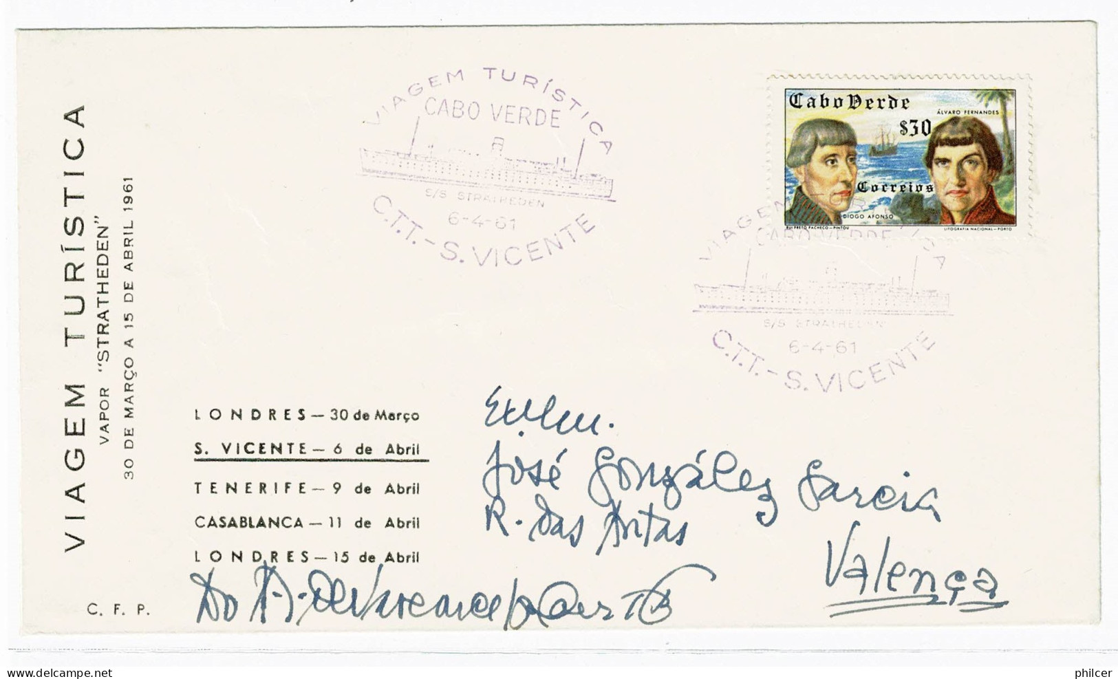 Cabo Verde, 1961, # 268, Para Valença - Islas De Cabo Verde