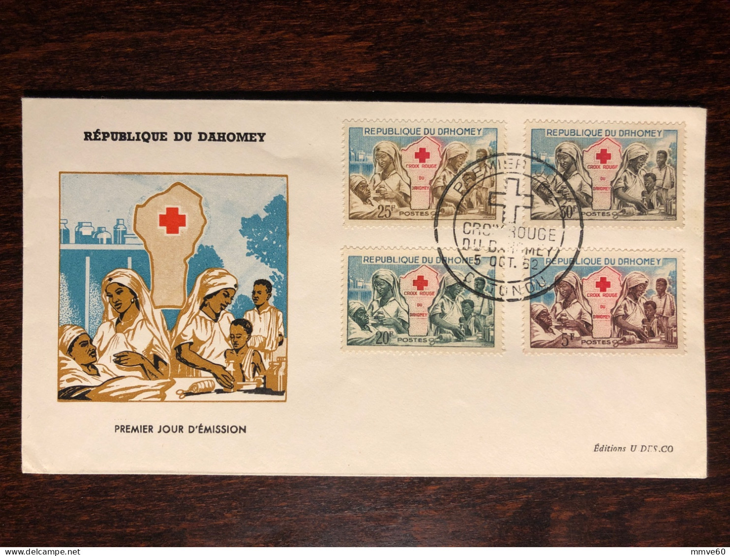 DAHOMEY FDC COVER 1962 YEAR RED CROSS CROIX ROUGE HEALTH MEDICINE STAMPS - Bénin – Dahomey (1960-...)