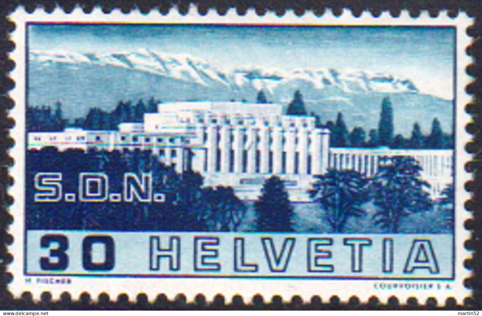 Schweiz Suisse 1938: Palais SdN GEBROCHENE SÄULE COLONNE CASSÉE Zu 212.2.02 Mi 322 ABART Yv 308 ** MNH  (Zu CHF 150.00) - Variétés