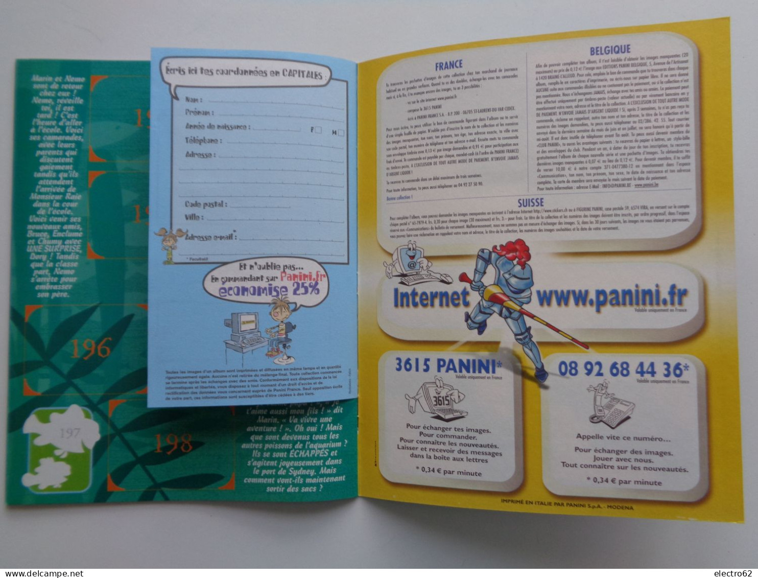 PANINI DISNEY Album NEMO VIDE poisson tortue