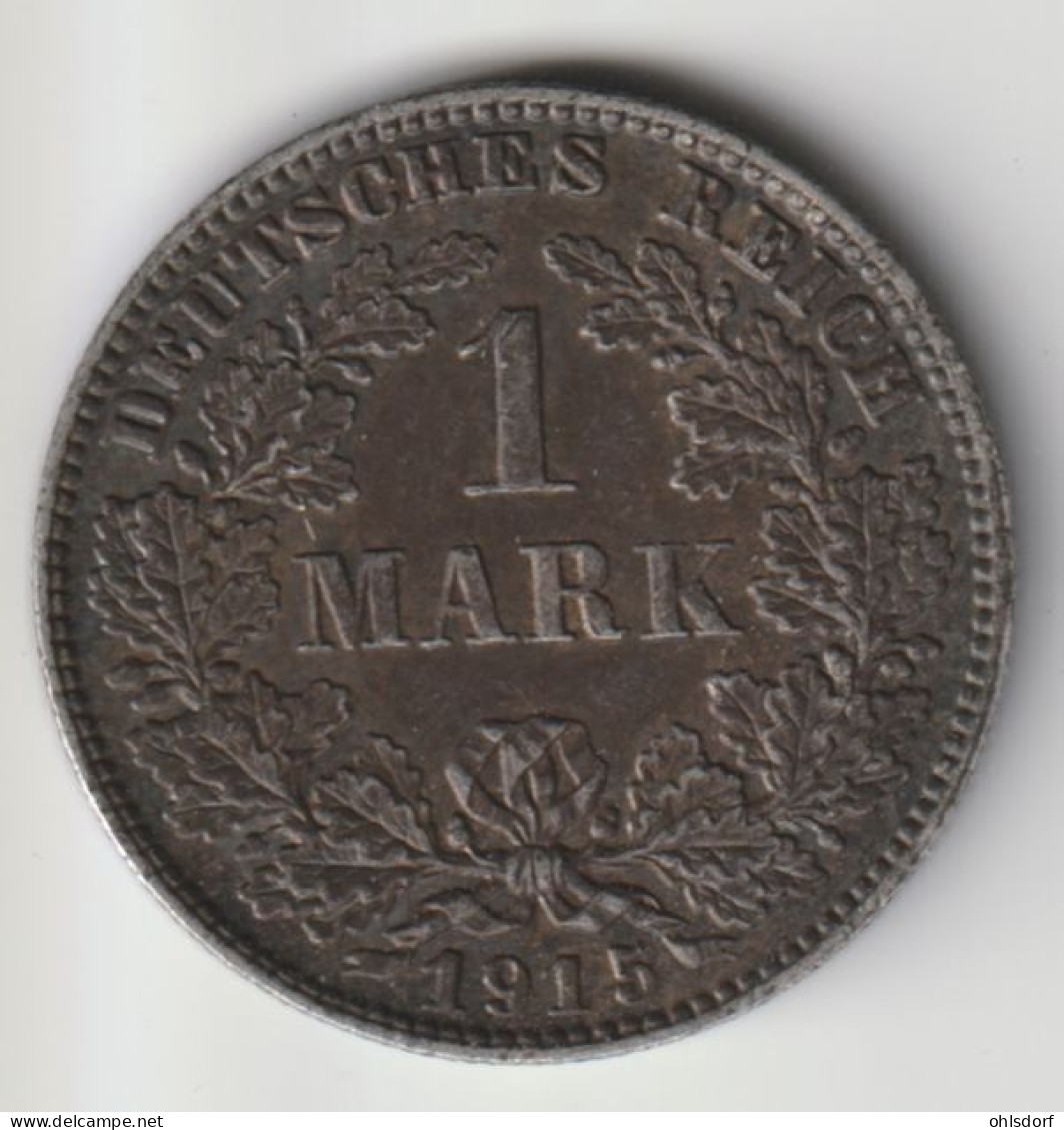 DEUTSCHES REICH 1915 E: 1 Mark, Silver, KM 14 - 1 Mark