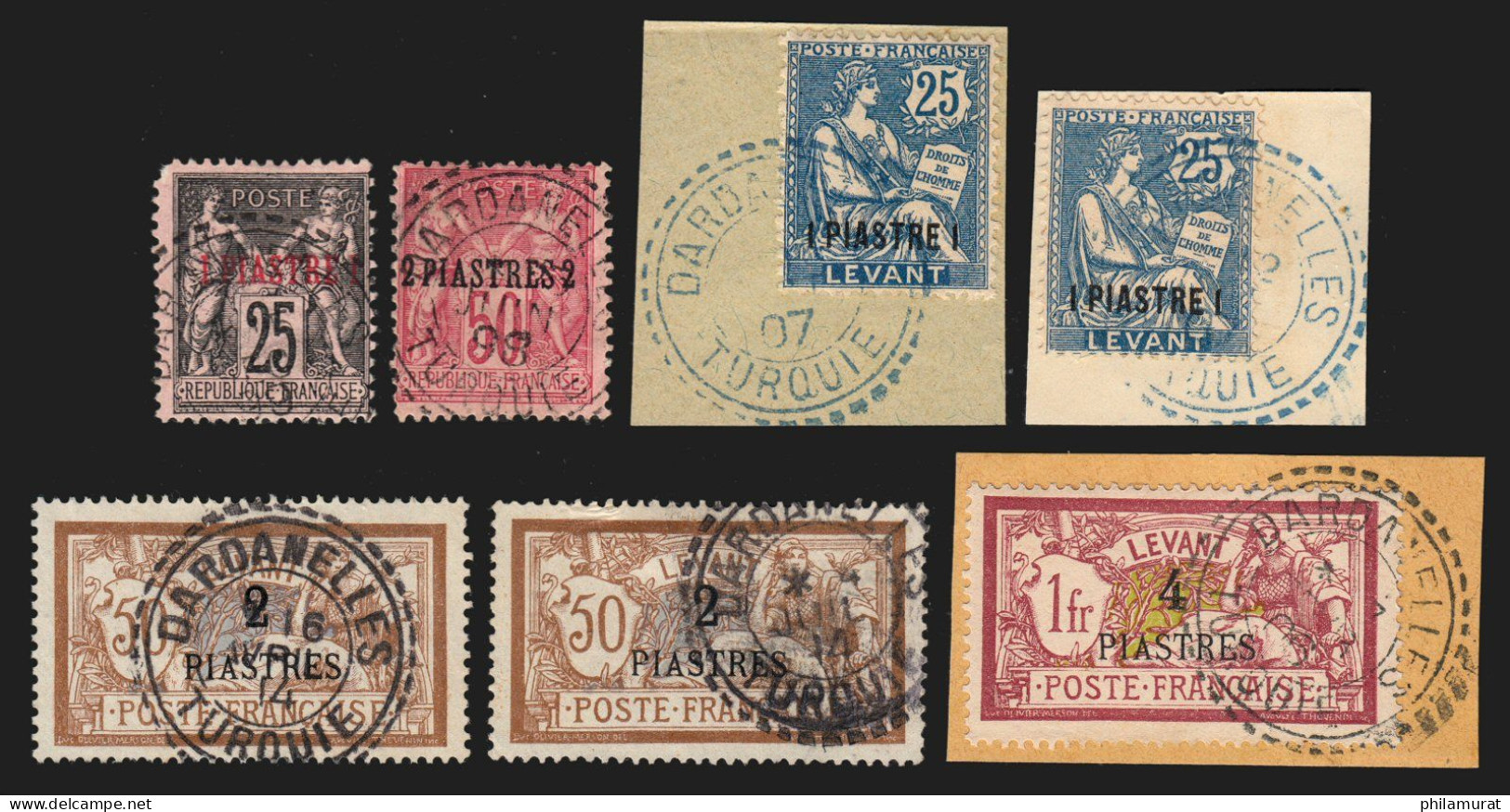 LEVANT 1886/1900 - Lot De 7 Timbres Du Levant Oblitérés Càd DARDANELLES - TB - Gebraucht