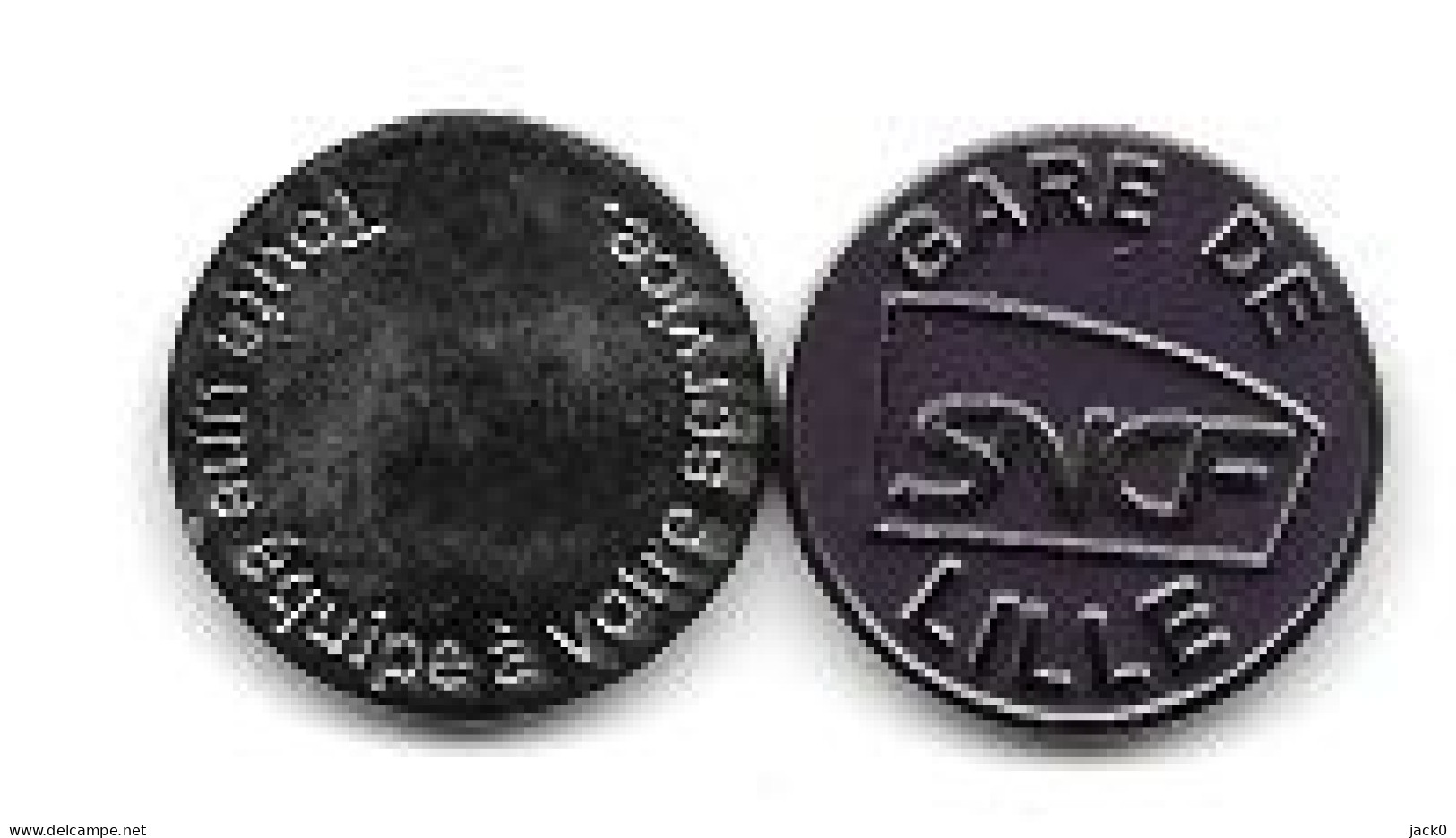 Jeton De Caddie  Violet, Ville, Transport, SNCF  GARE  DE  LILLE, Toute Une équipe à Votre Service  Recto  Verso ( 59 ) - Trolley Token/Shopping Trolley Chip