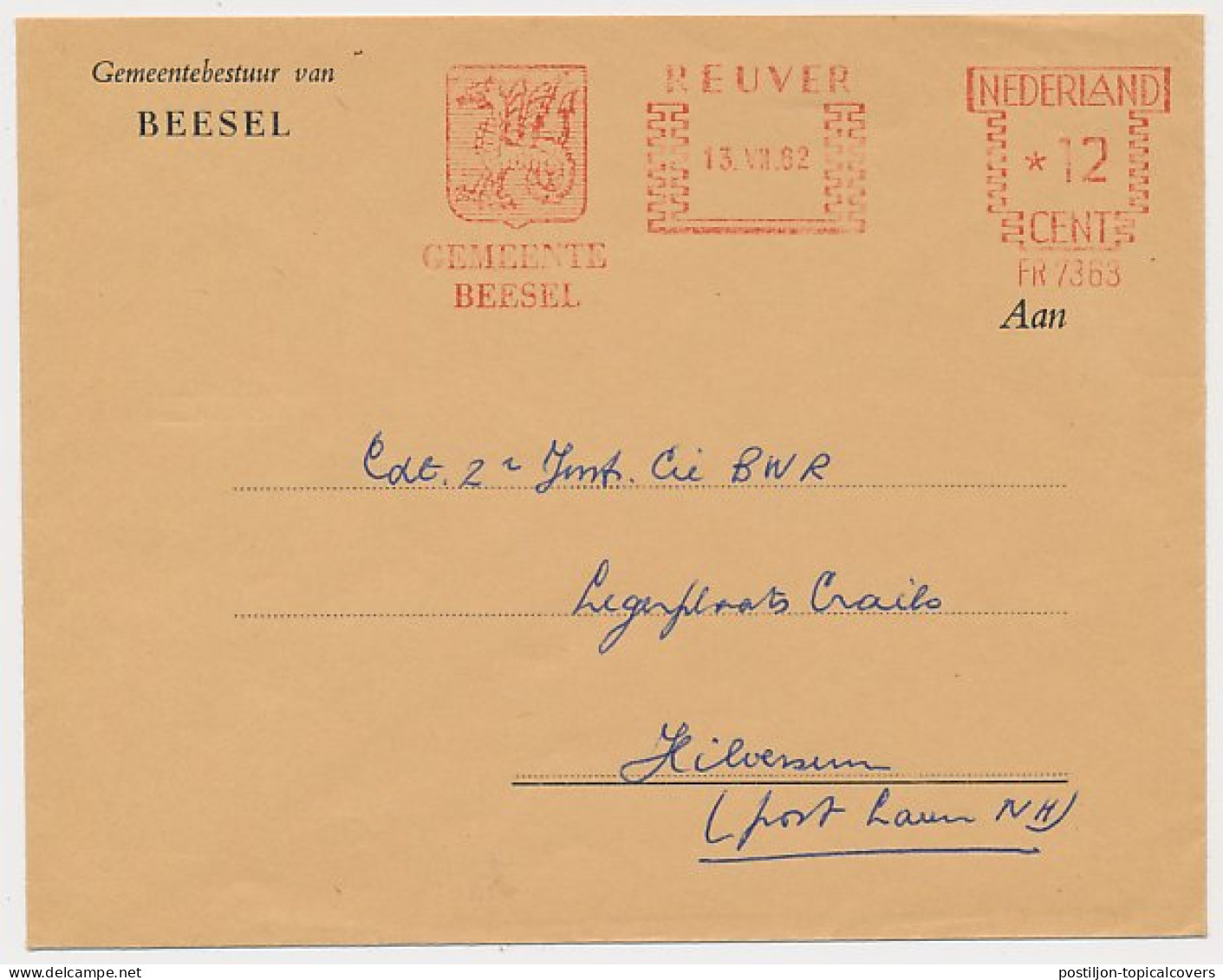 Meter Cover Netherlands 1962 Dragon - Municipal Coat Of Arms Beesel - Reuver - Mythology