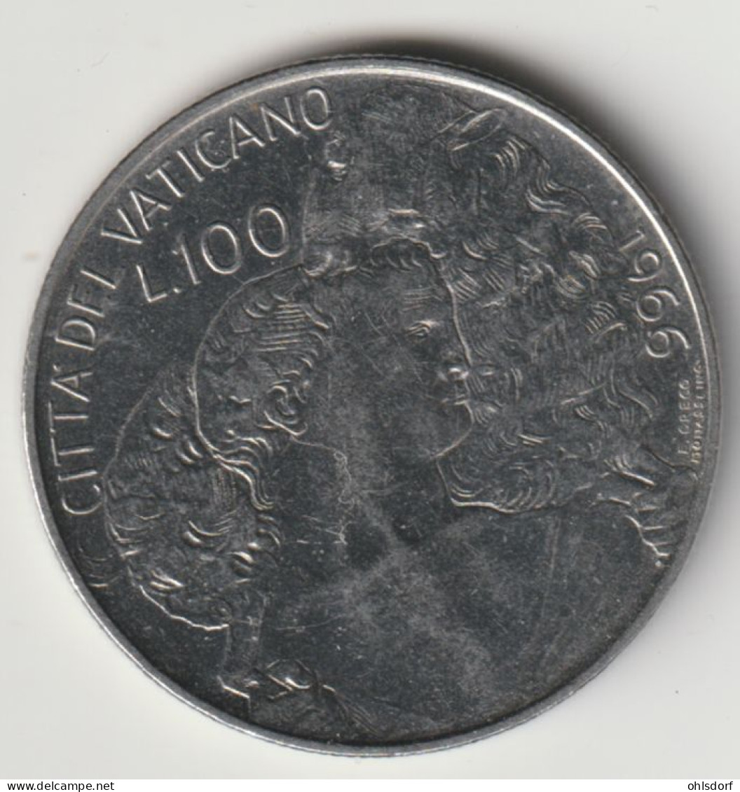 VATICAN 1966: 100 Lire, KM 90 - Vaticano (Ciudad Del)