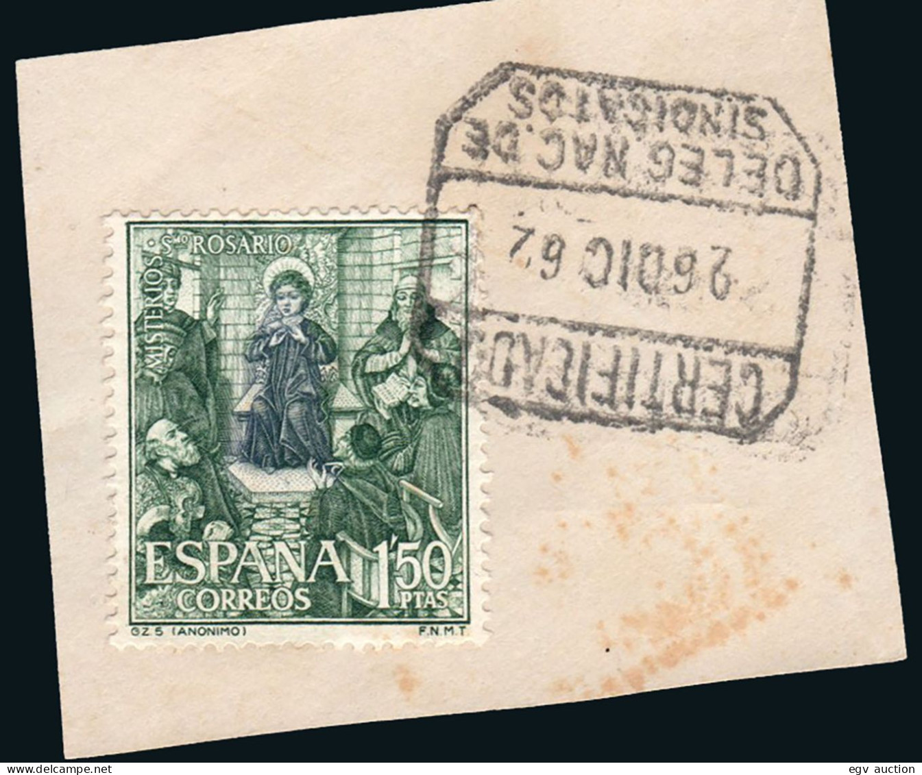 Madrid - Edi O 1467 - Fragmento Mat "Certificado - Deleg. Nac. De Sindicatos" - Used Stamps