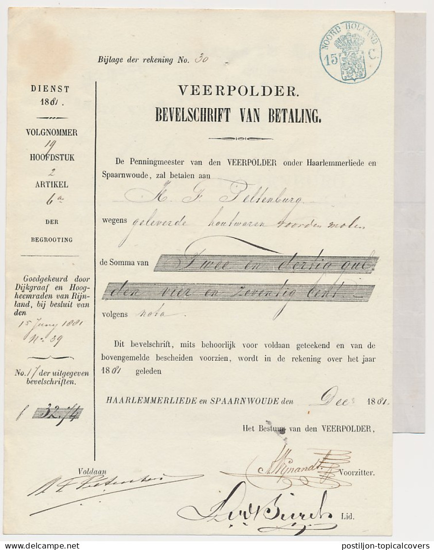 Fiscaal Stempel - Bevelschrift Veerpolder 1881 + Nota  - Revenue Stamps
