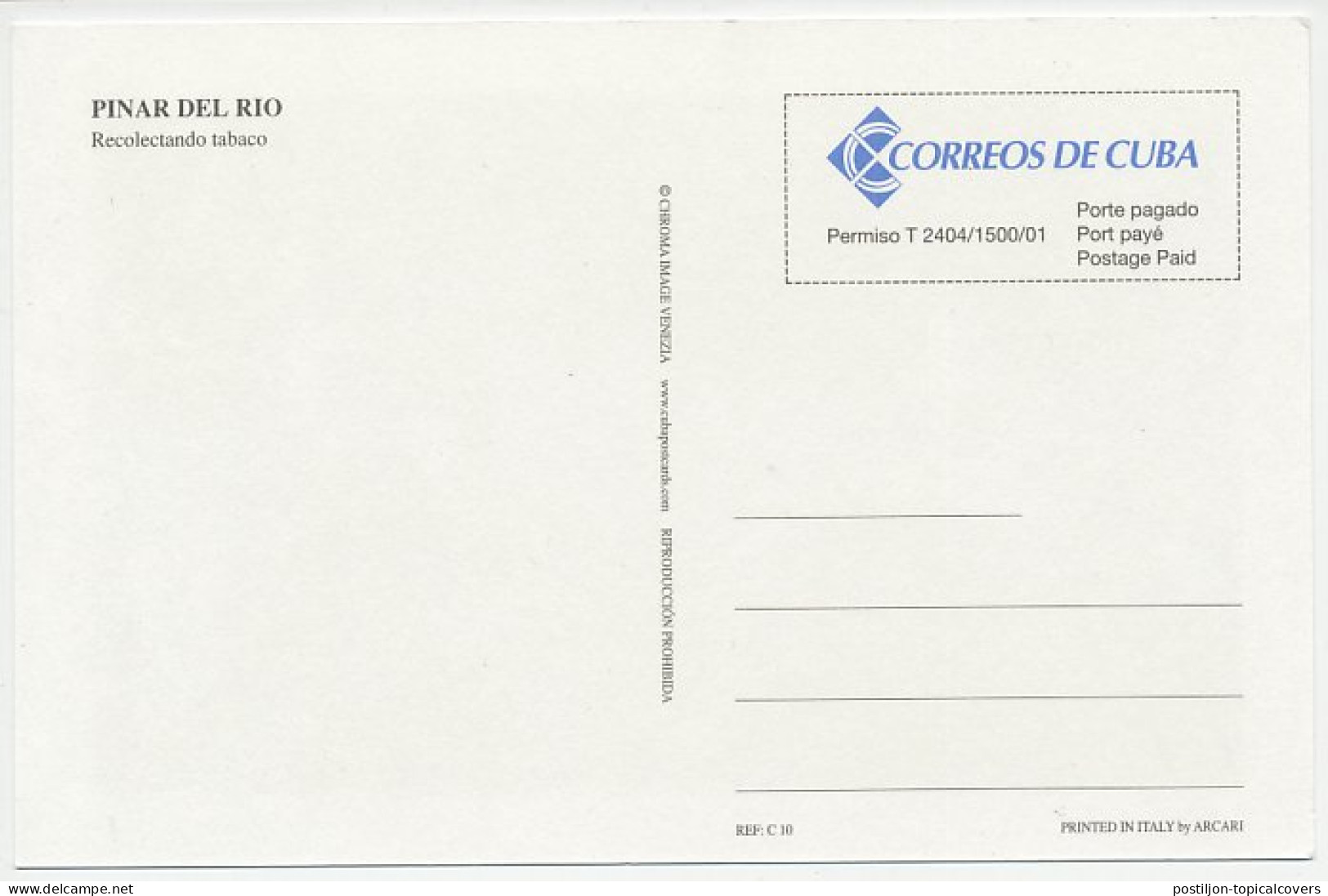 Postal Stationery Cuba Cigar - Tobacco Field - Tabaco